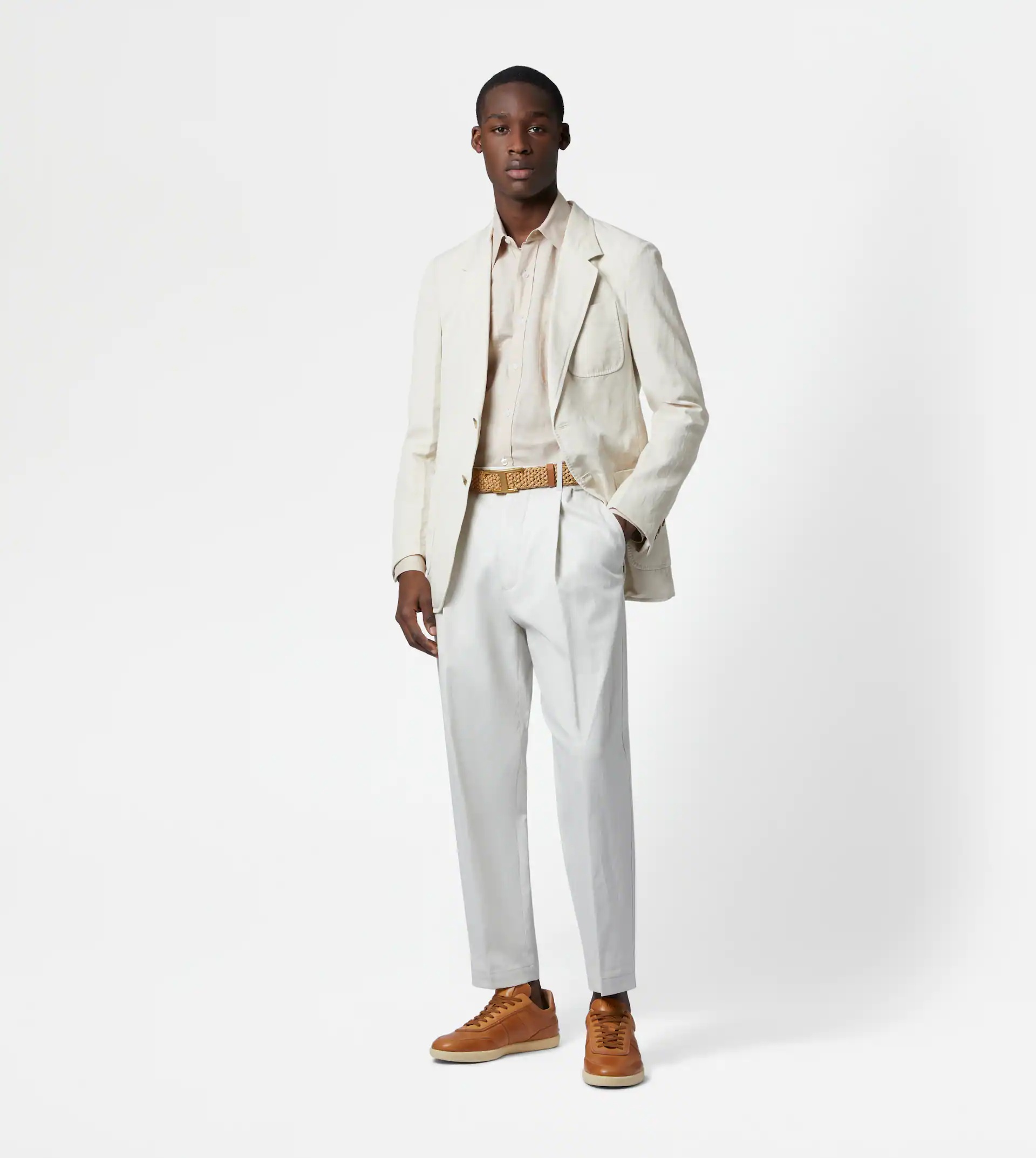 LINEN BLEND BLAZER - BEIGE - 2