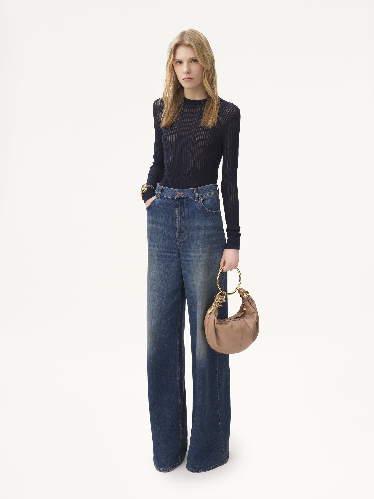 SMALL SNAKE BRACELET HOBO BAG IN GRAINED LEATHER - 7