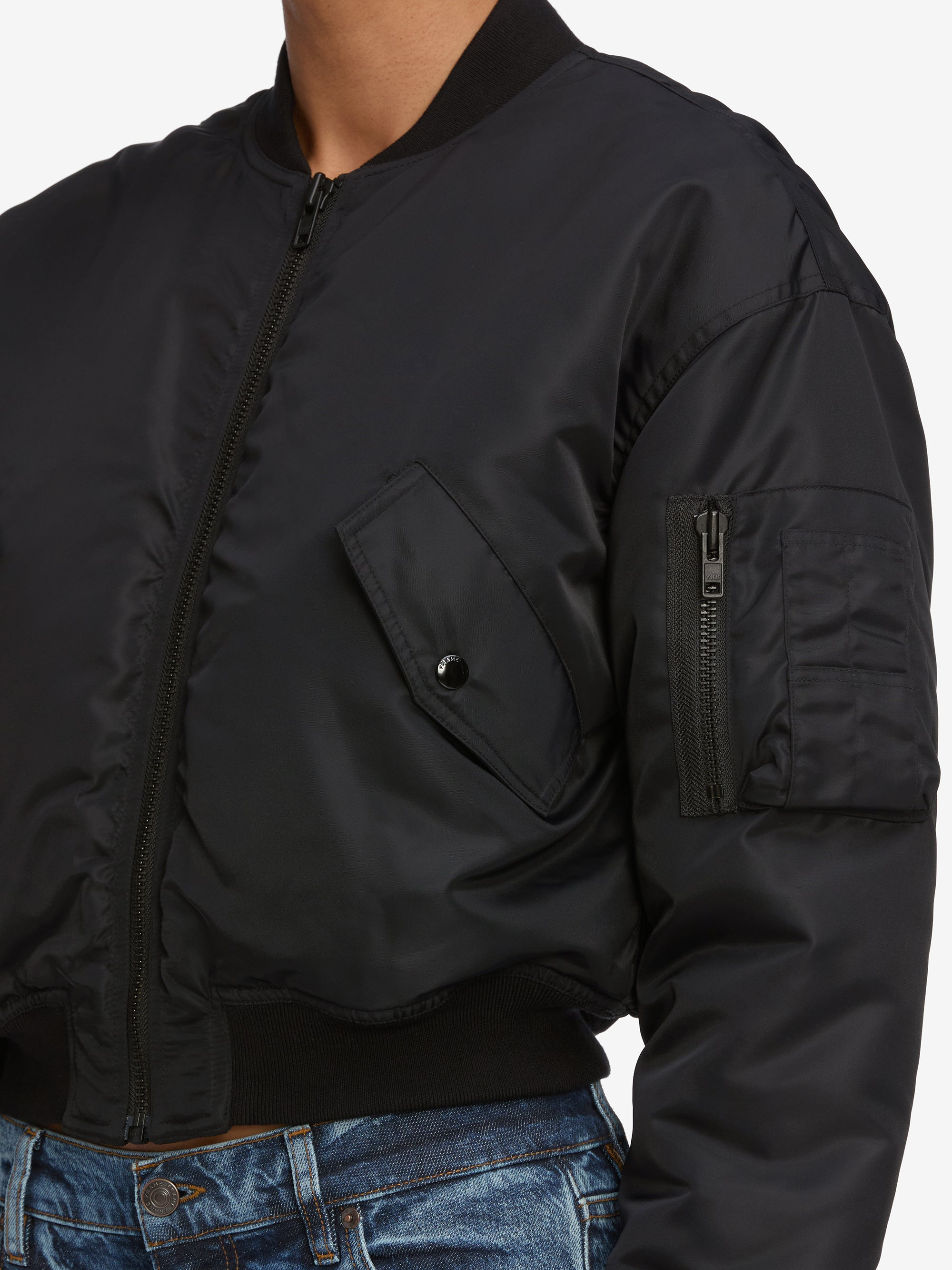 The Nylon Bomber Jacket in Black - 4