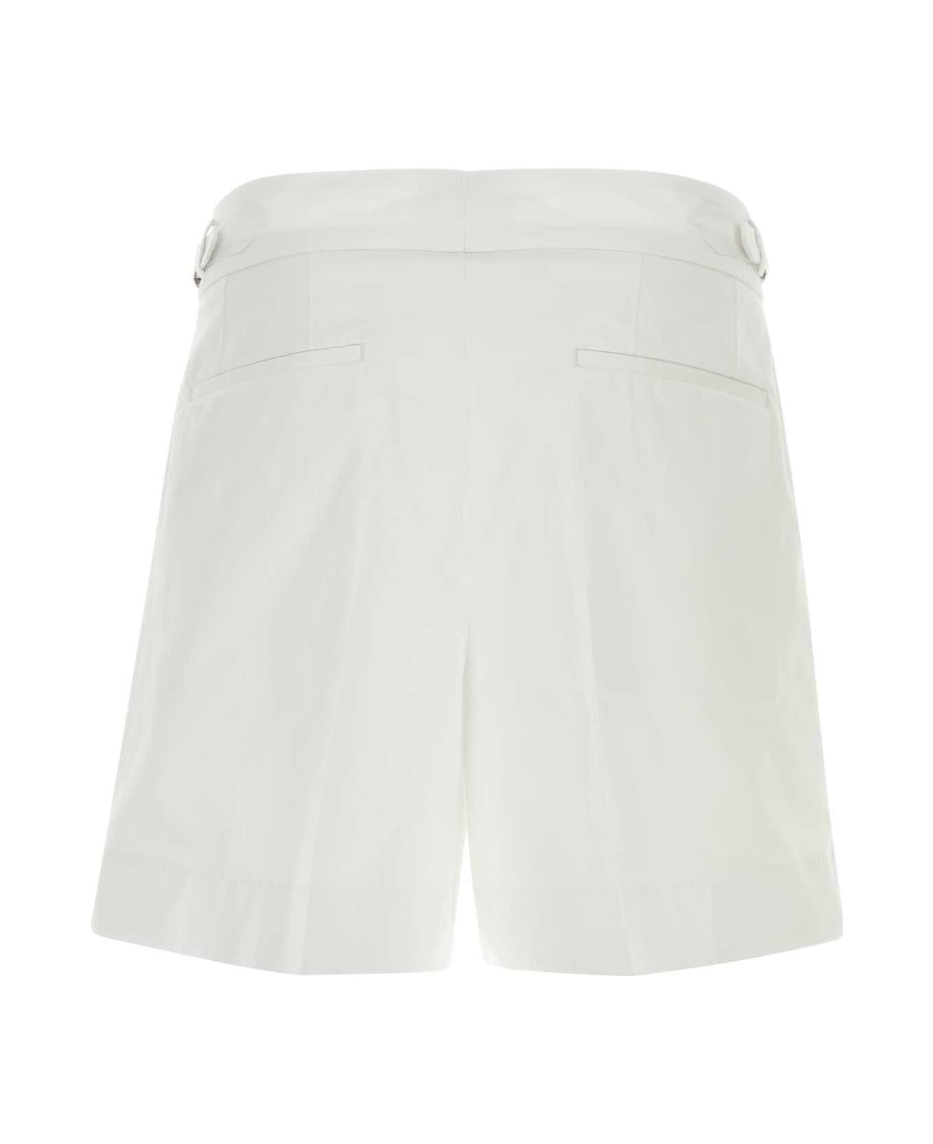 White Stretch Gabardine Bermuda Shorts - 2