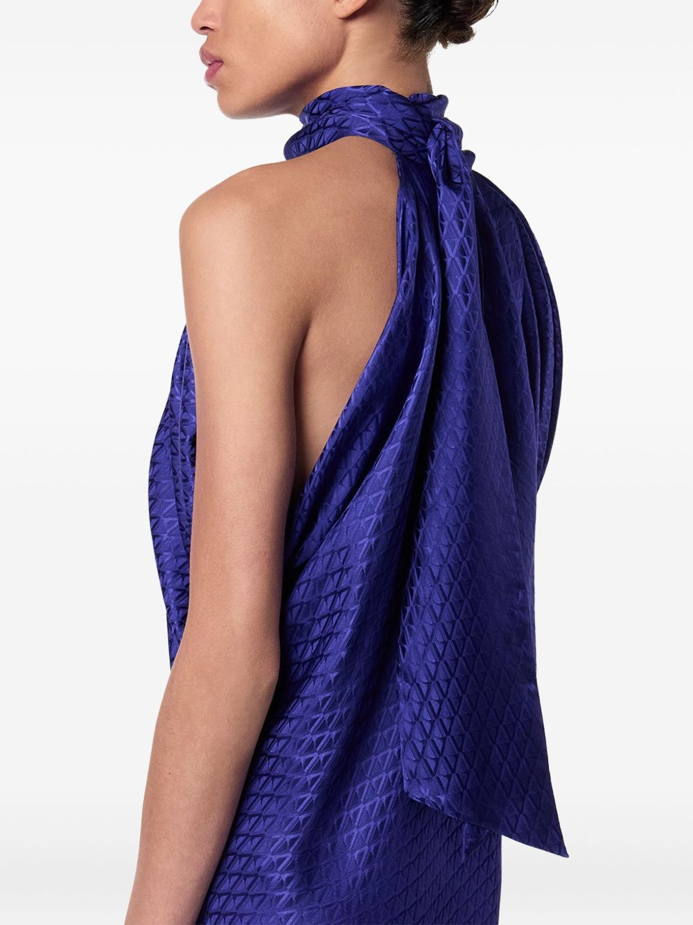 draped halterneck mini dress - 5