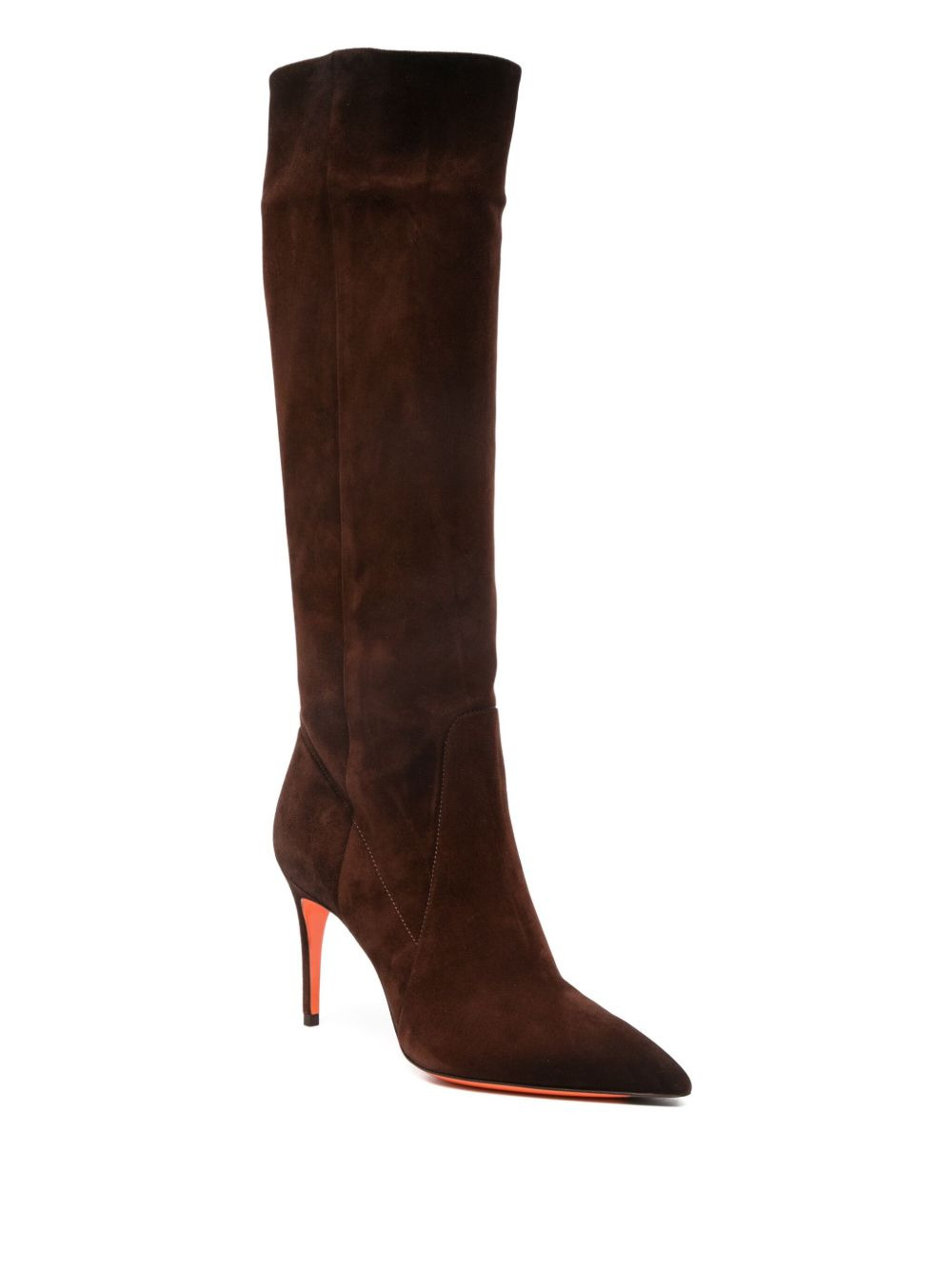 90mm suede pointed-toe knee-high boots - 2