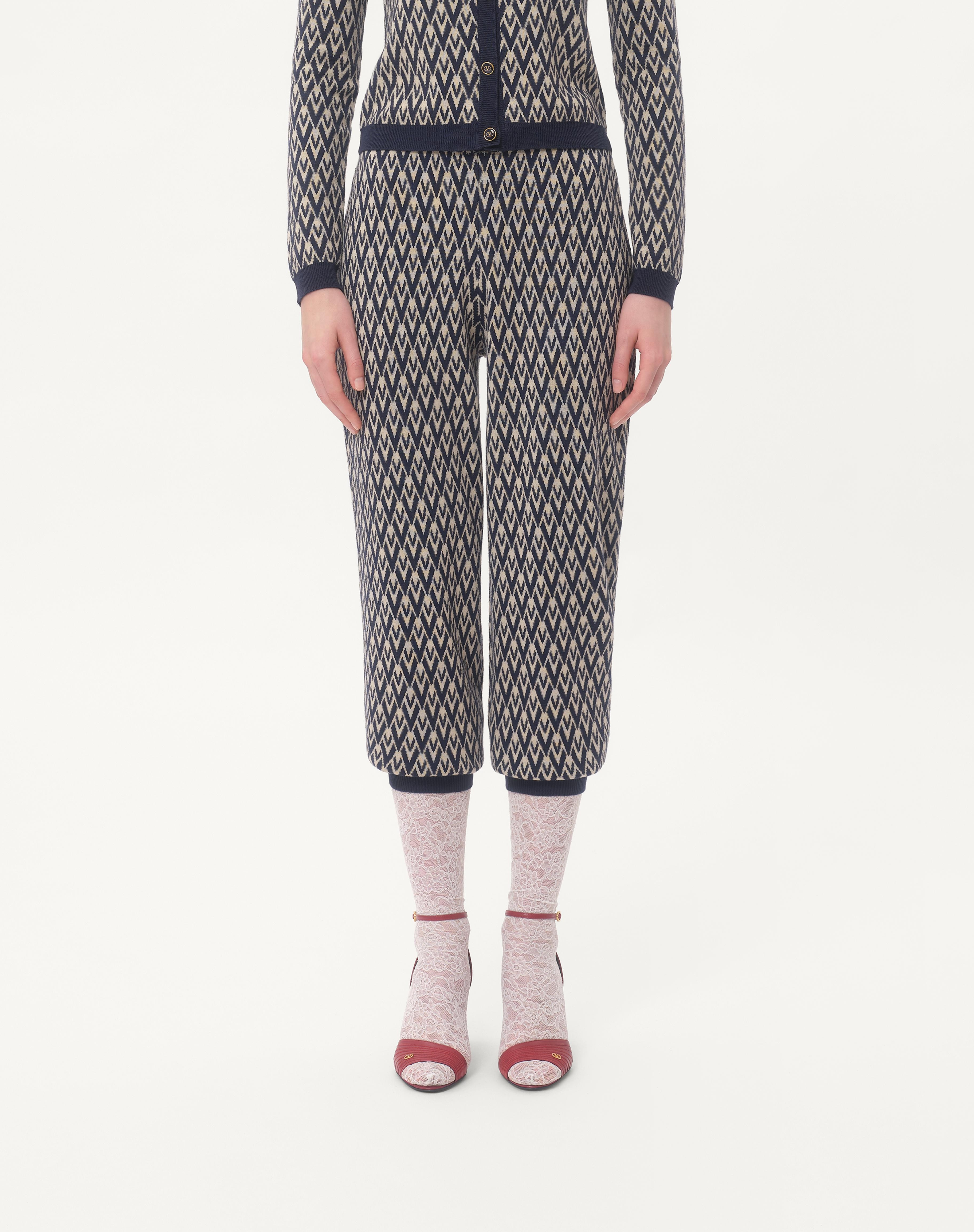 TOUTE LA V JACQUARD WOOL KNIT PANTS - 5