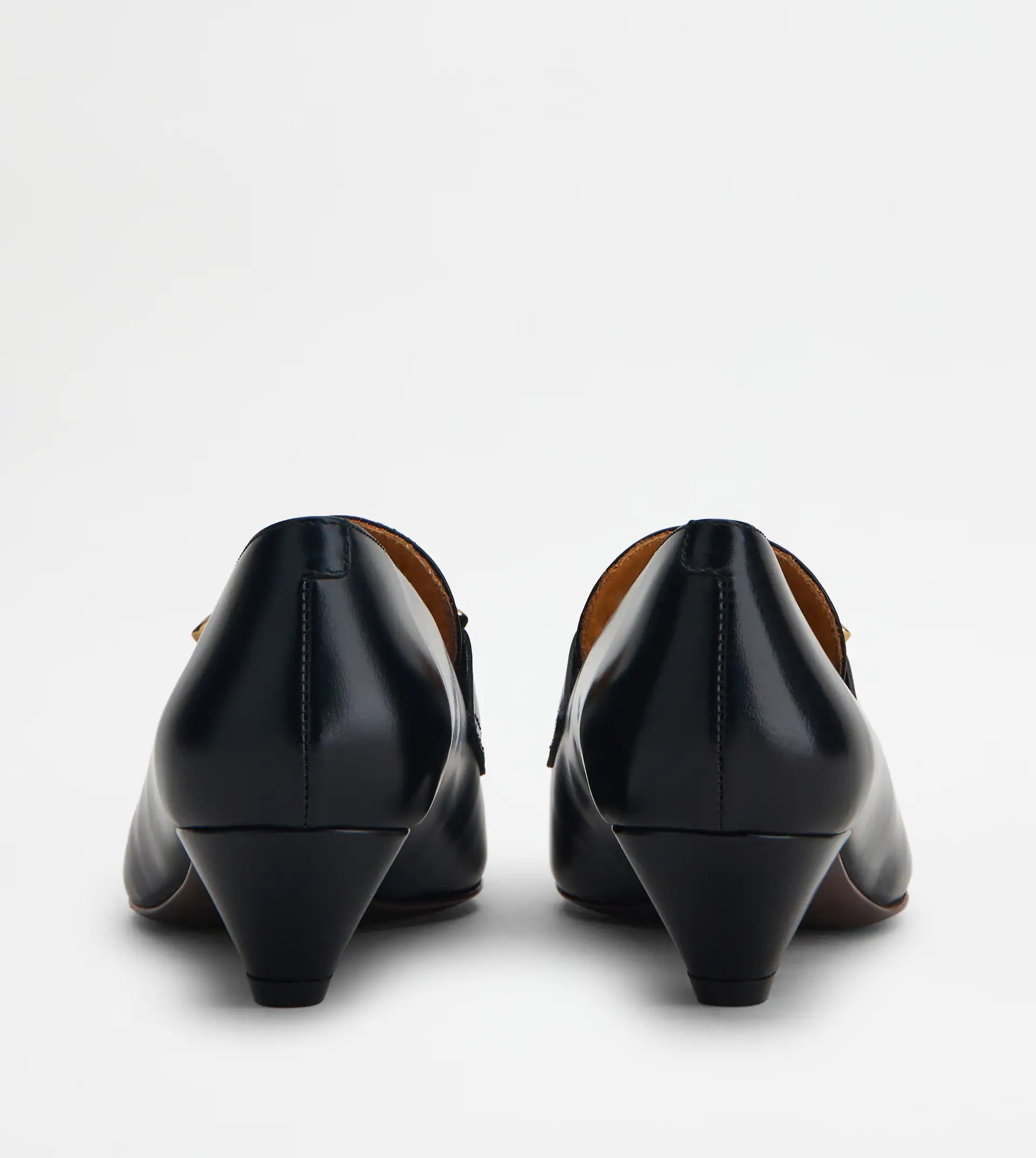 HEELED LOAFERS IN LEATHER - BLACK - 2