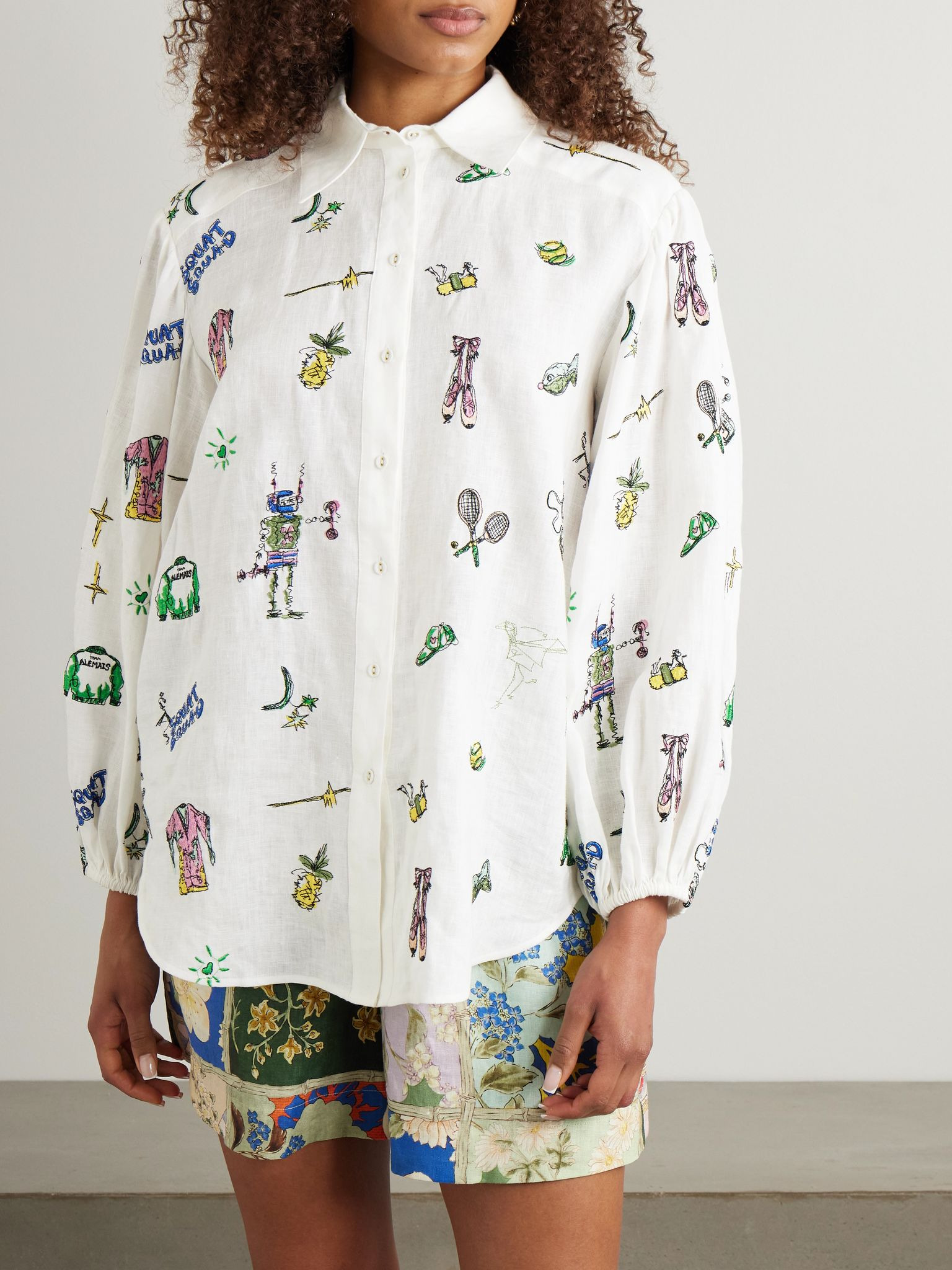 + Anouk Colantoni Play embroidered linen shirt Cream - 3
