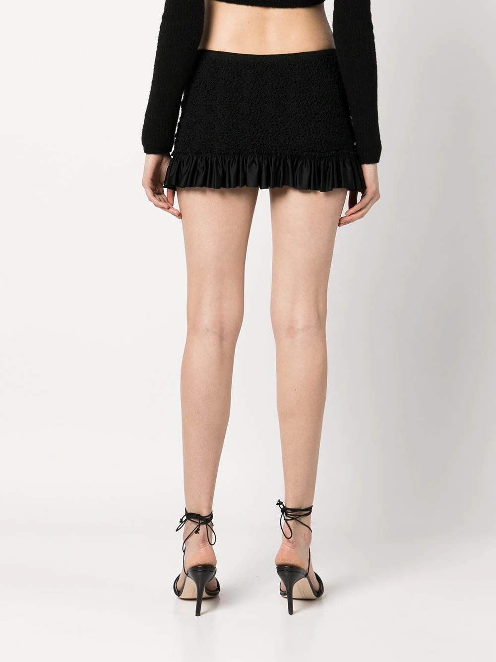 shirred ruffle-hem mini skirt - 4