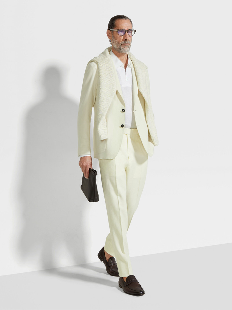 ZEGNA LIGHT YELLOW OASI LINO SHIRT JACKET outlook