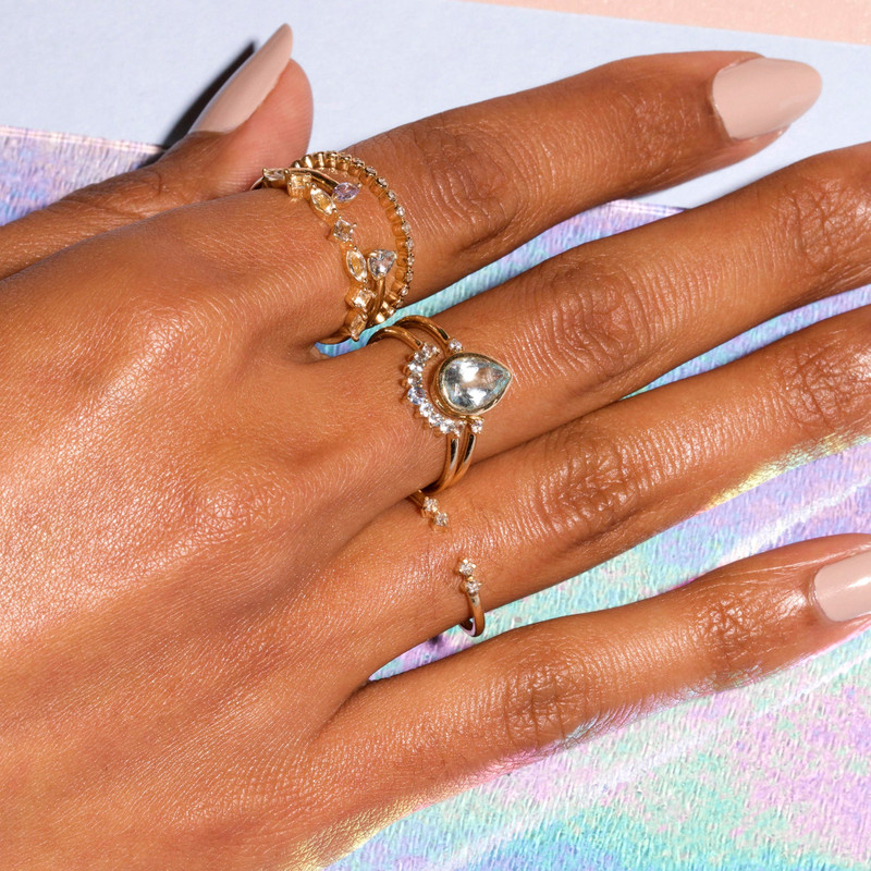Teardrop Aquamarine Ring Set 7