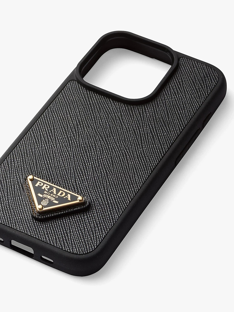 Prada Brand-plaque saffiano leather iPhone 15 Pro outlook