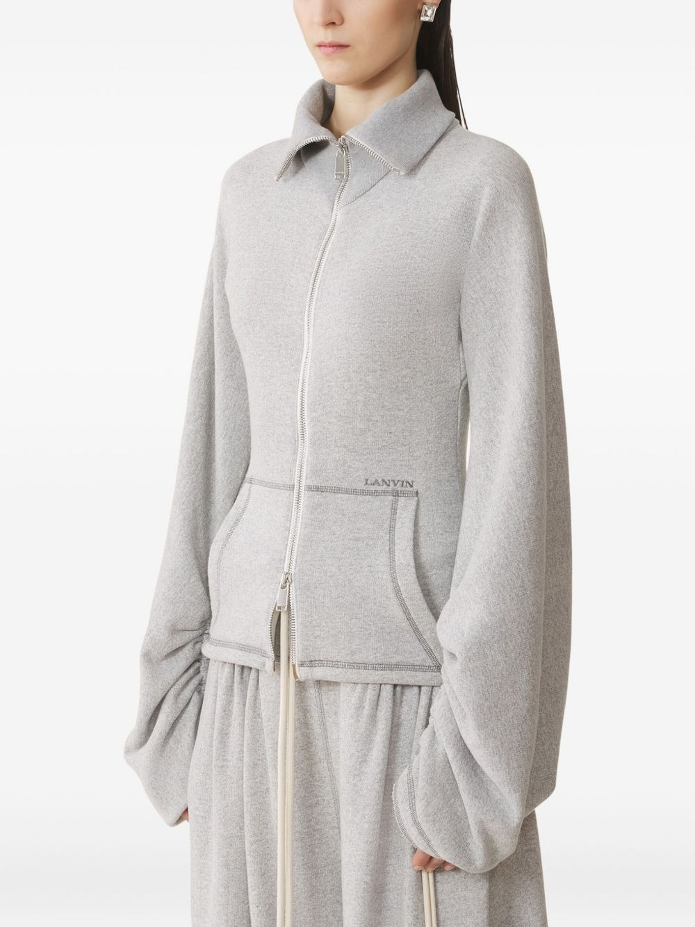 cotton gathered-cuff jacket - 3