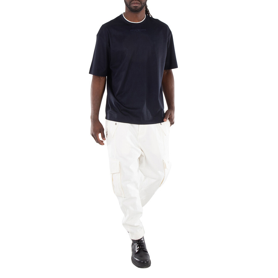 Emporio Armani Navy Logo Embroidered T-Shirt - 4
