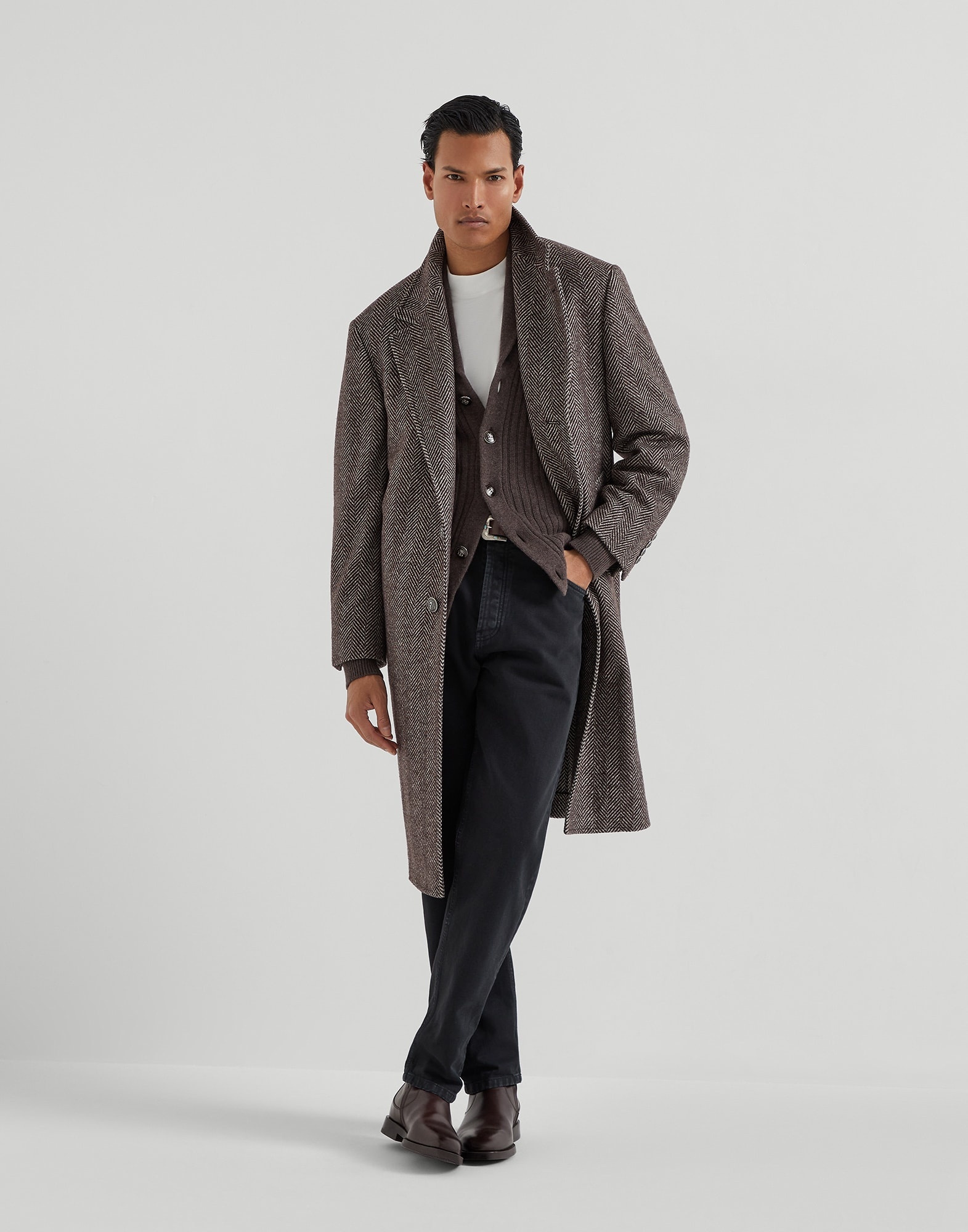 Cashmere flat rib cardigan with metal buttons - 5