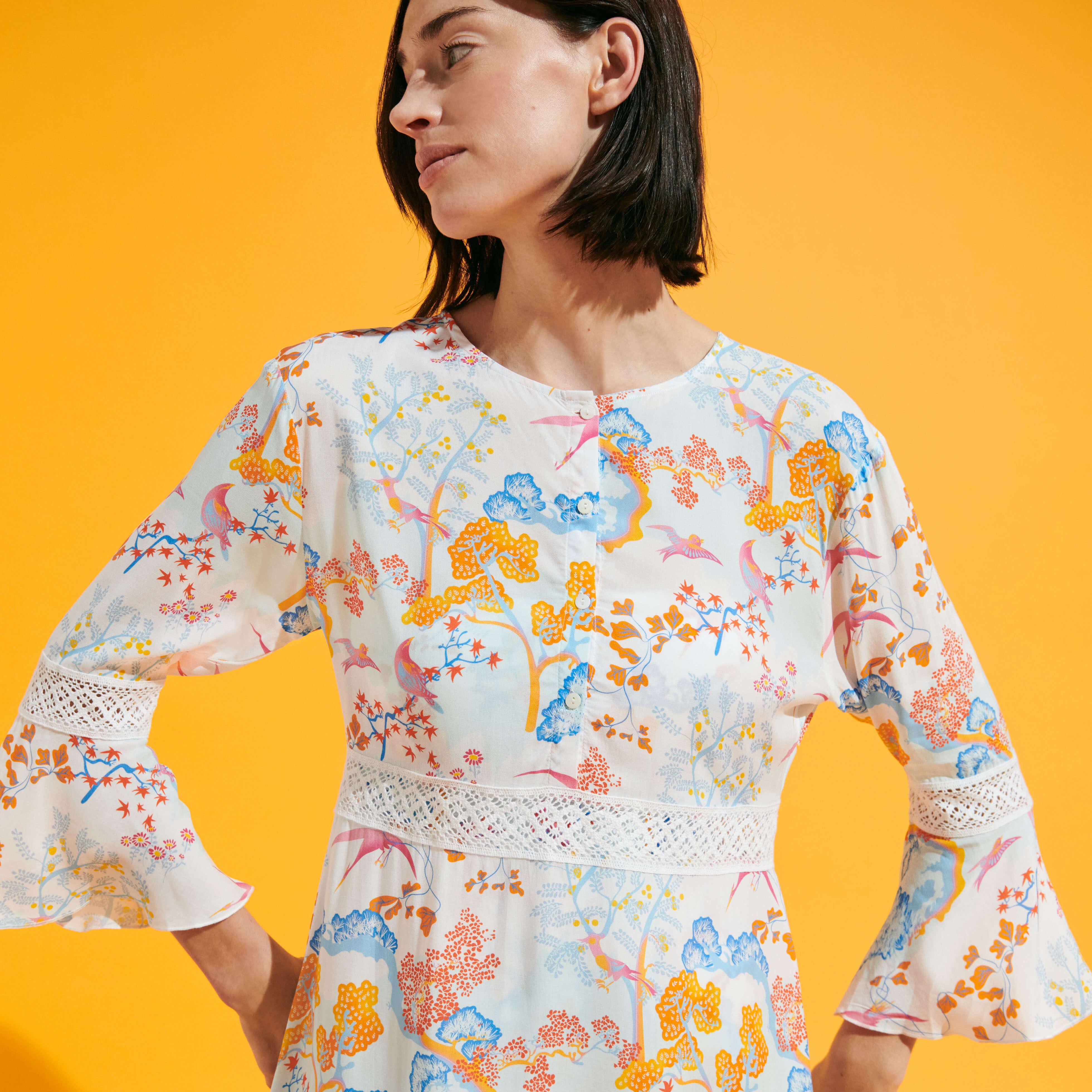 Women Short Dress Peaceful Trees - 5