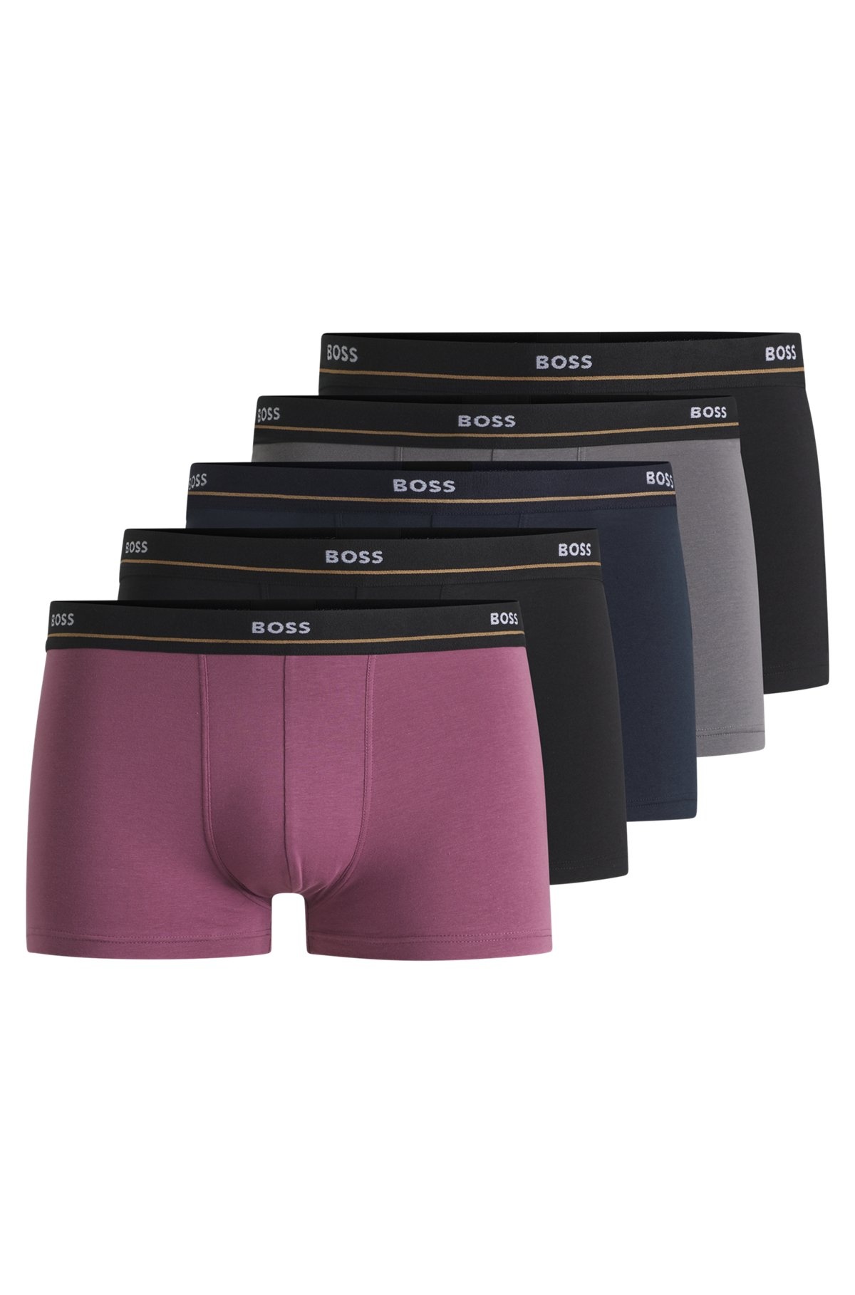 THREE-PACK OF STRETCH-COTTON TRUNKS WITH LOGO WAISTBANDS - 1