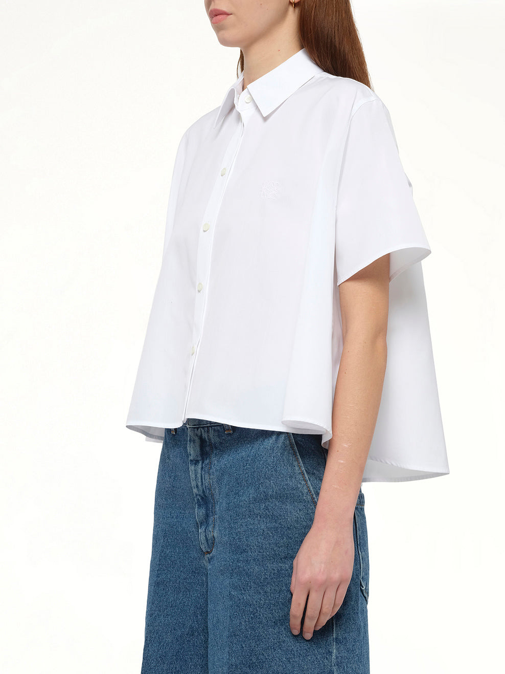 Short Sleeve Trapeze Shirt in White - 5