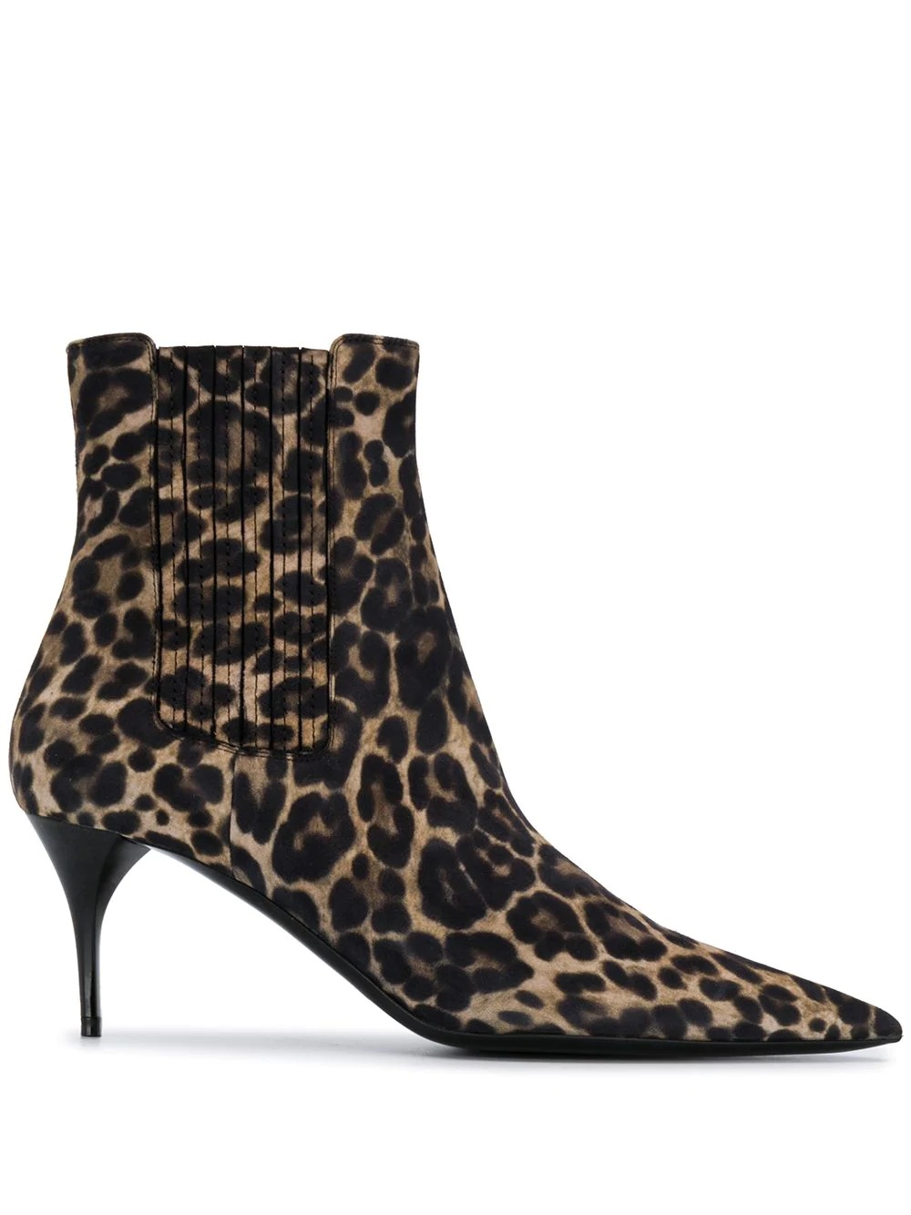 leopard-print heel booties - 1