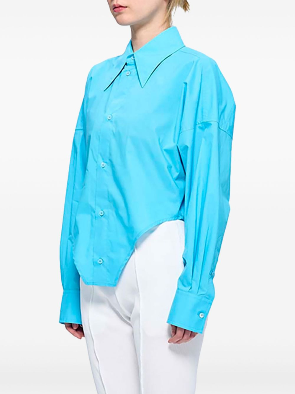 long-sleeved pointed-hem shirt - 2