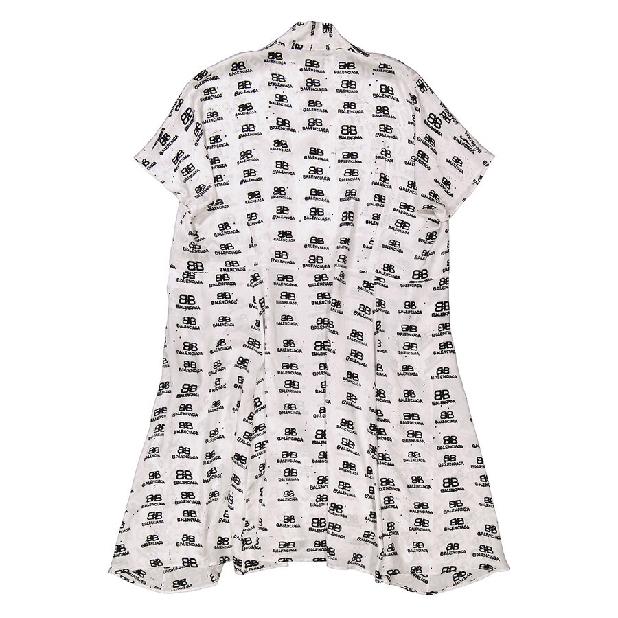 Balenciaga Logo Monogram Asymmetric Shirt Dress - 7