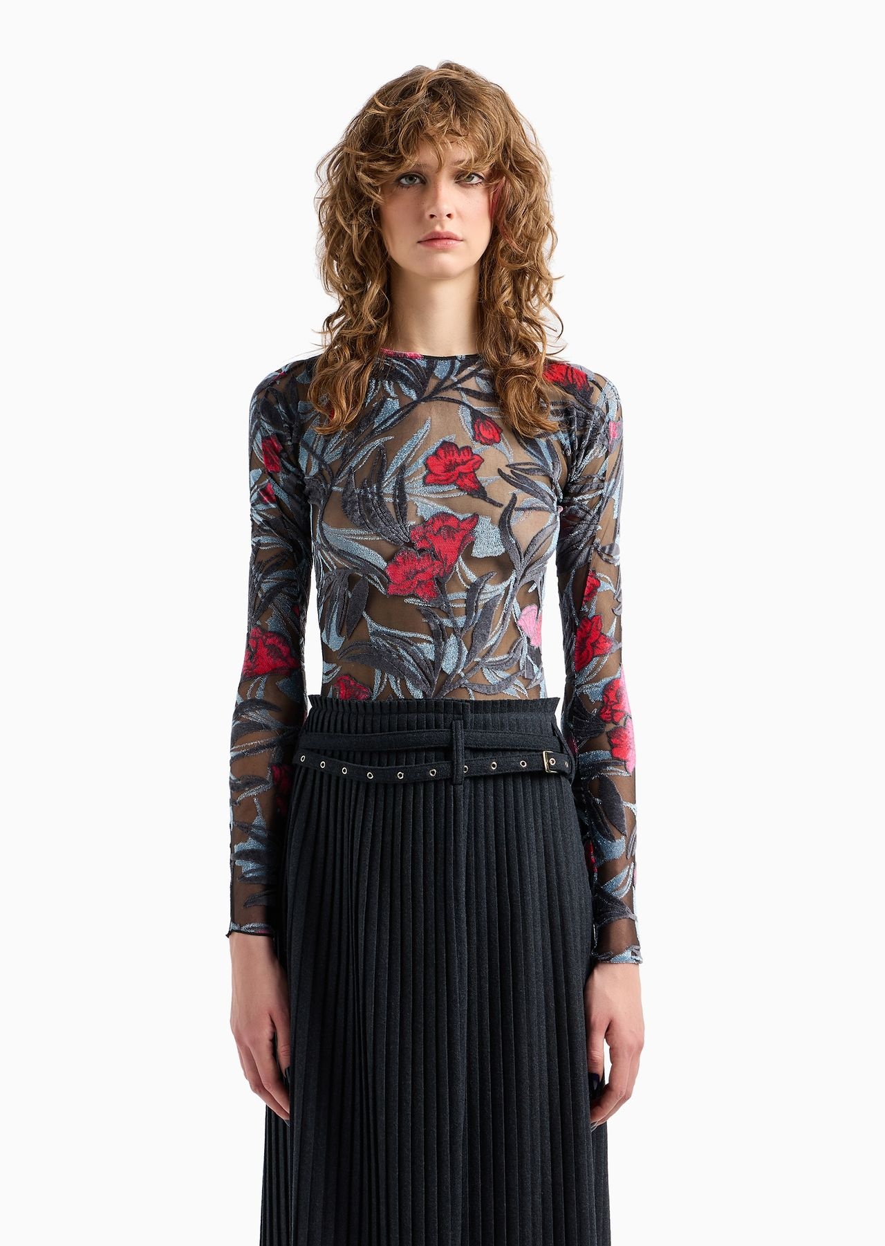Viscose-blend floral bodysuit with floral jacquard - 2