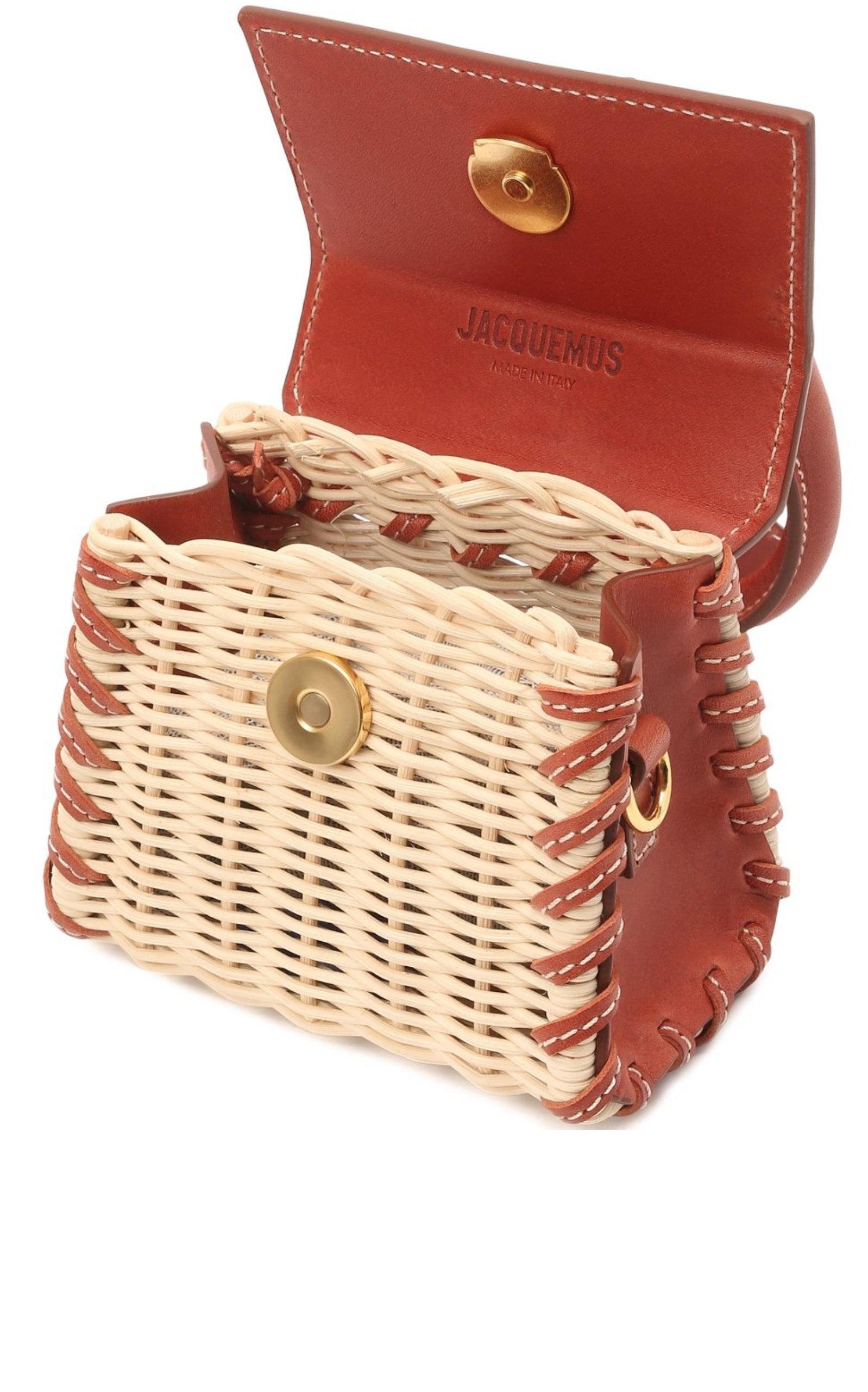 Leather and Rattan Chiquito Mini-Bag in Brown - 4