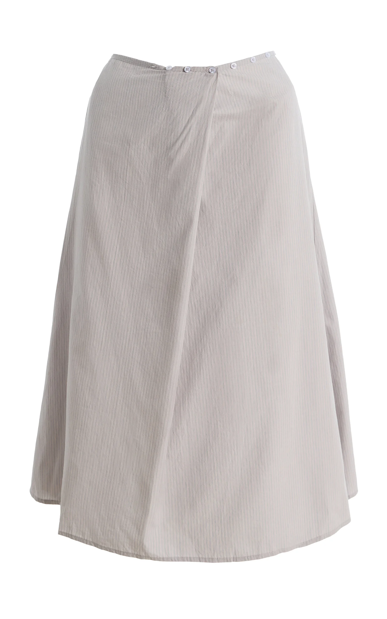 Striped Cotton Midi Wrap Skirt - 1
