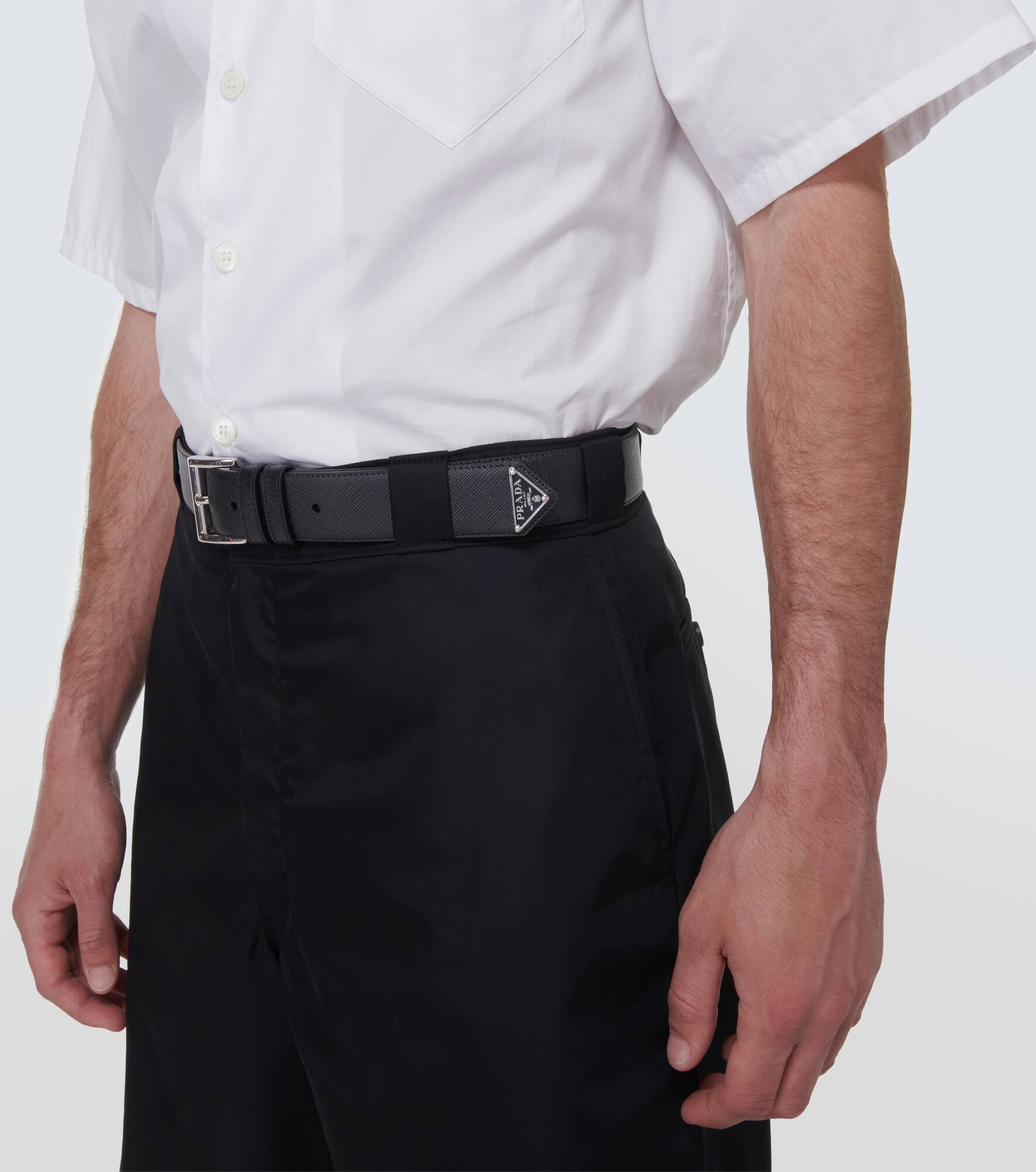 Logo Saffiano leather belt - 3
