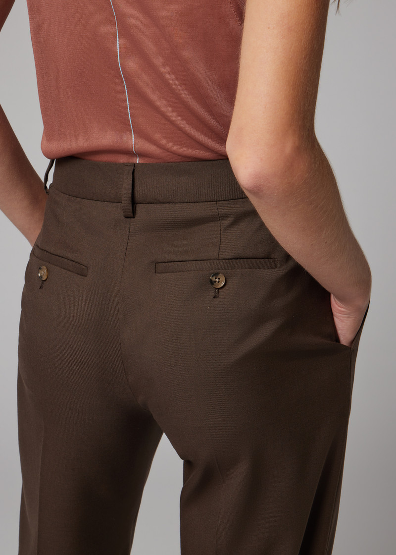 Women's Brown Wool Bootcut-Trousers 7