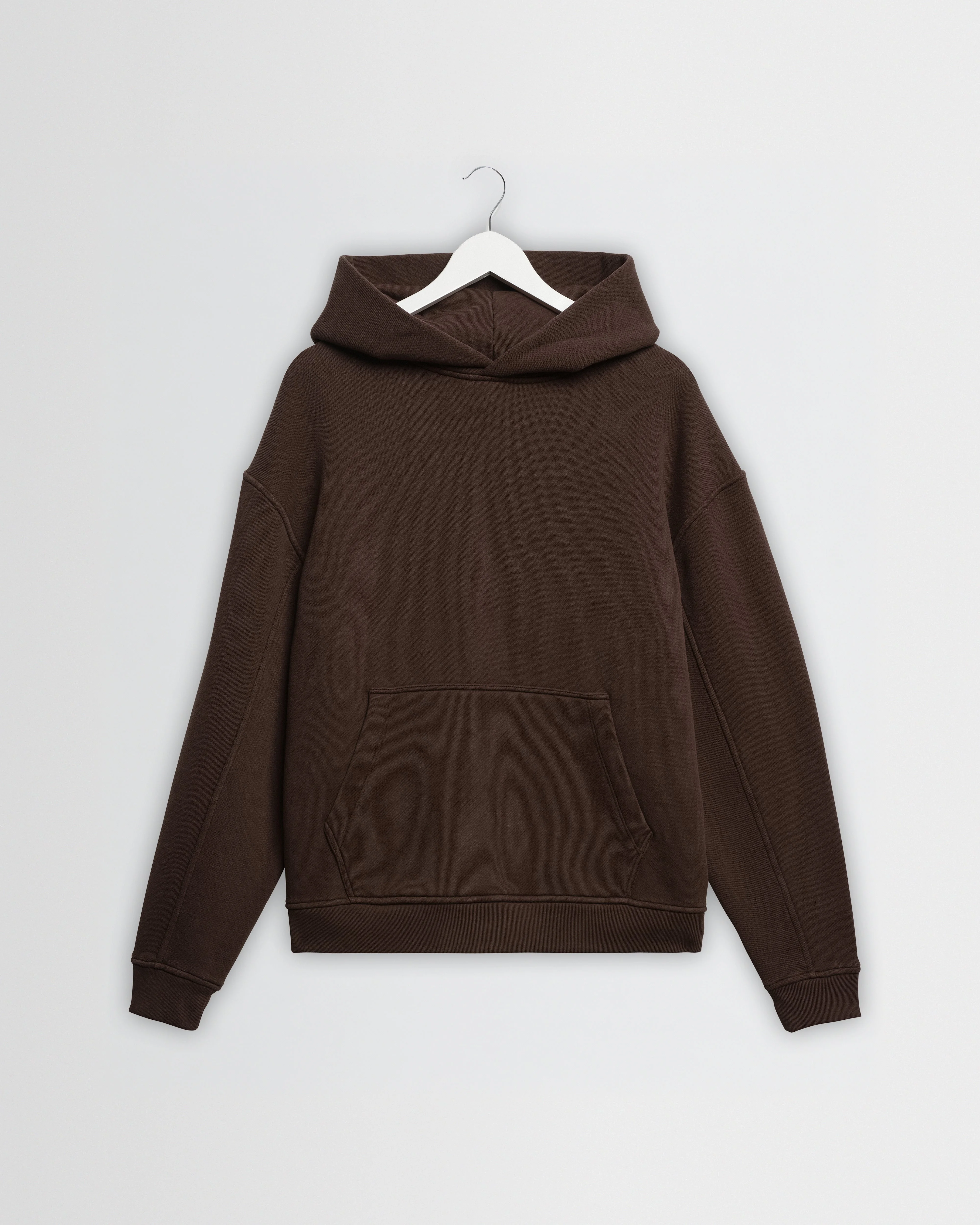 Rydal - Dark Brown Brushed Loopback Cotton Hoodie - 1