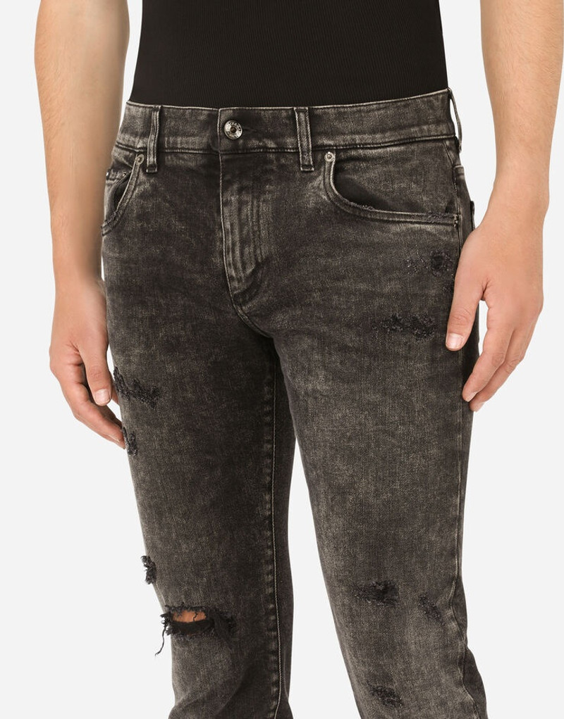 Gray wash skinny stretch jeans 4