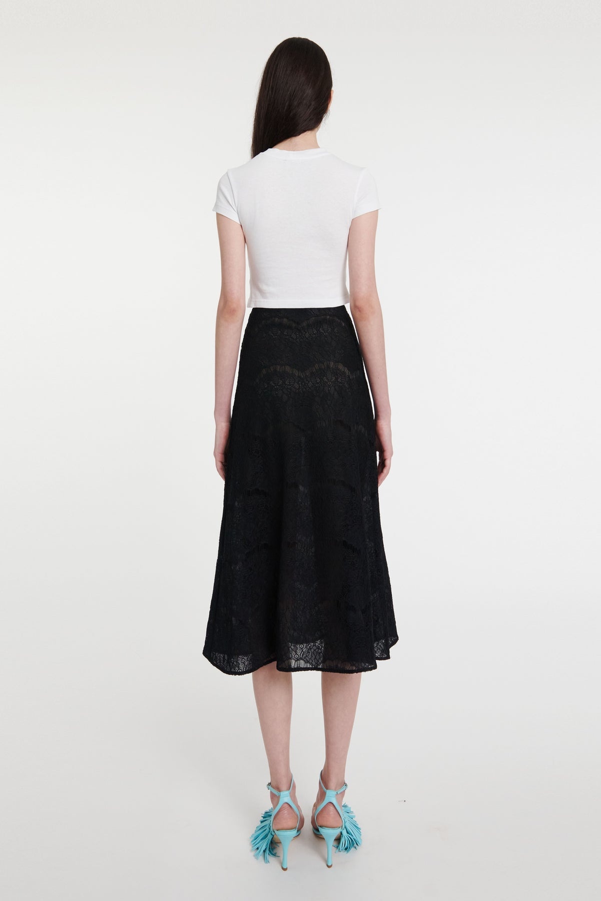 MIDI LACE SKIRT BLACK - 3