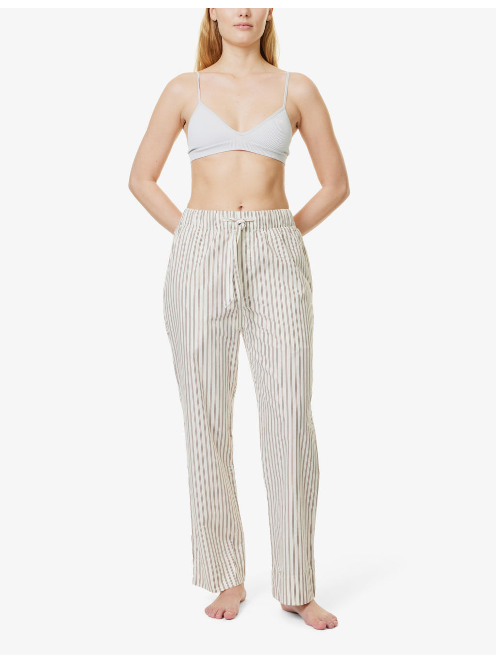 Straight-leg mid-rise organic-cotton poplin pyjama trousers - 2