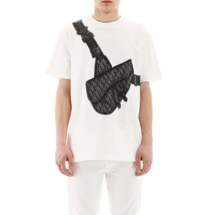 DIOR SS20 Compact Spinning Cotton Saddle Bag Printed For Men White 943J605N0554-C088 - 3