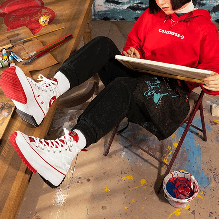 (WMNS) Converse New Year Series Tiger Stripes Hoodie Red 10024158-A01 - 4