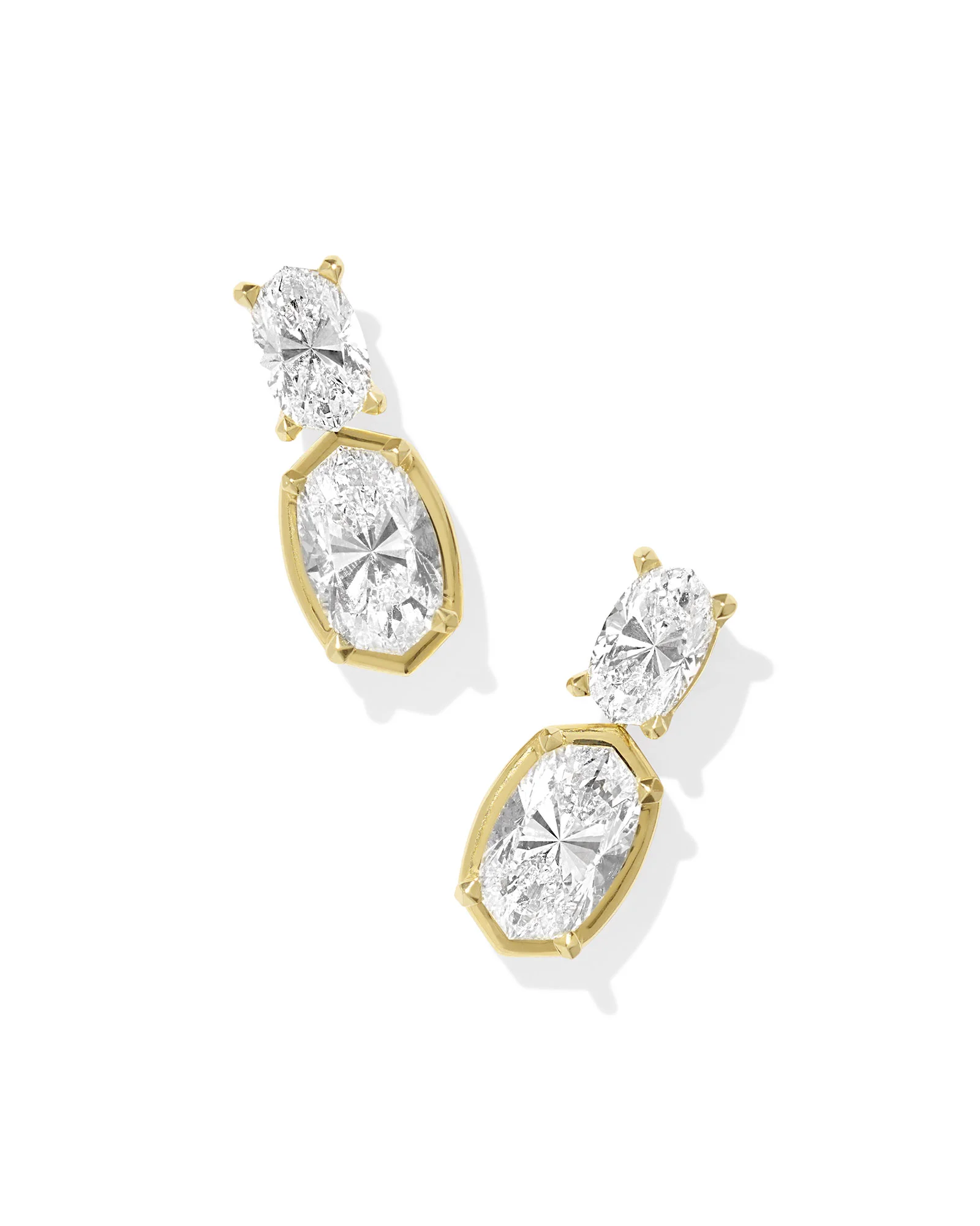 6 ct Lab Grown White Diamond Custom Elisa Drop Earrings in 14k Yellow Gold - 1