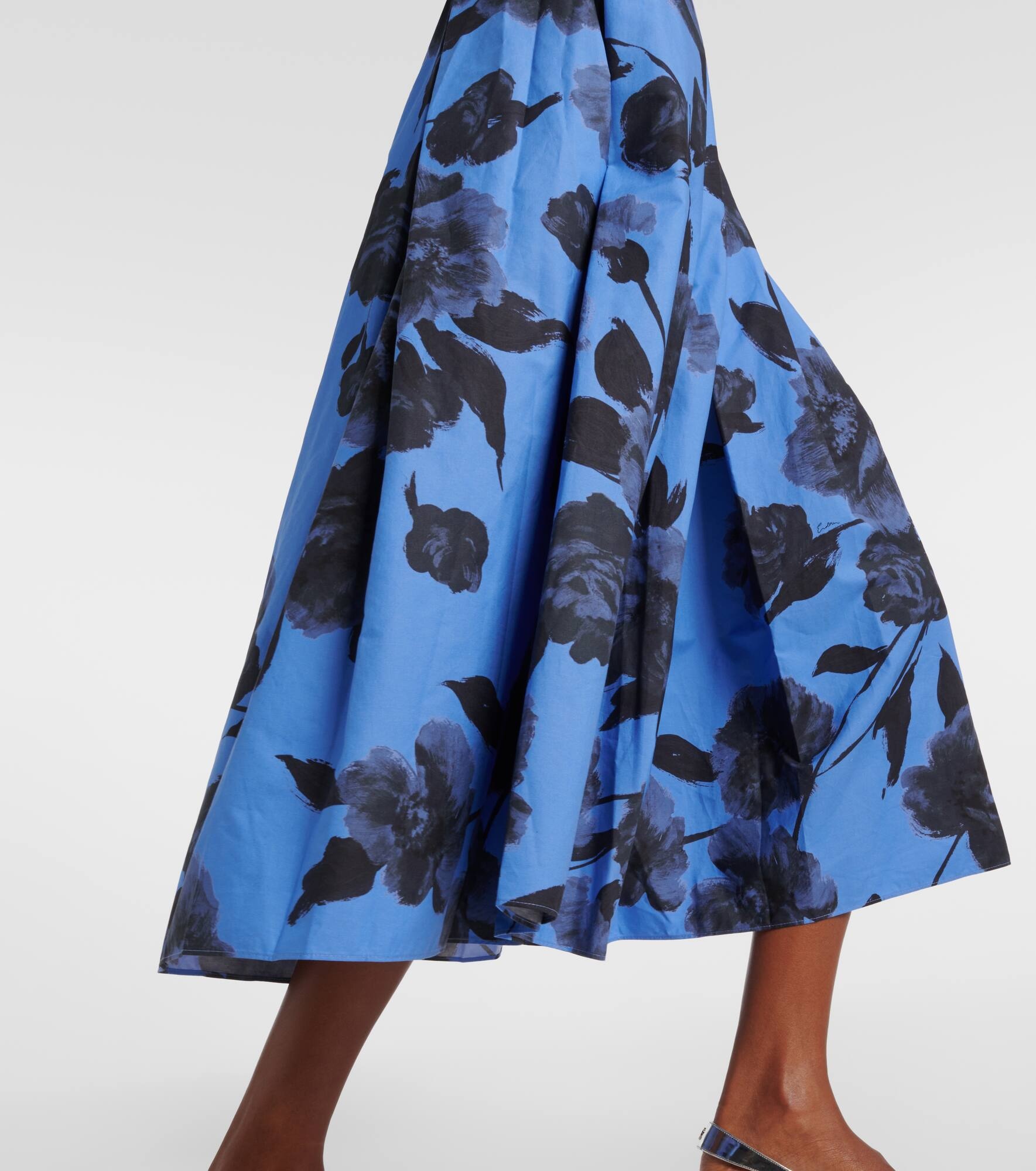 Printed cotton poplin midi skirt - 5