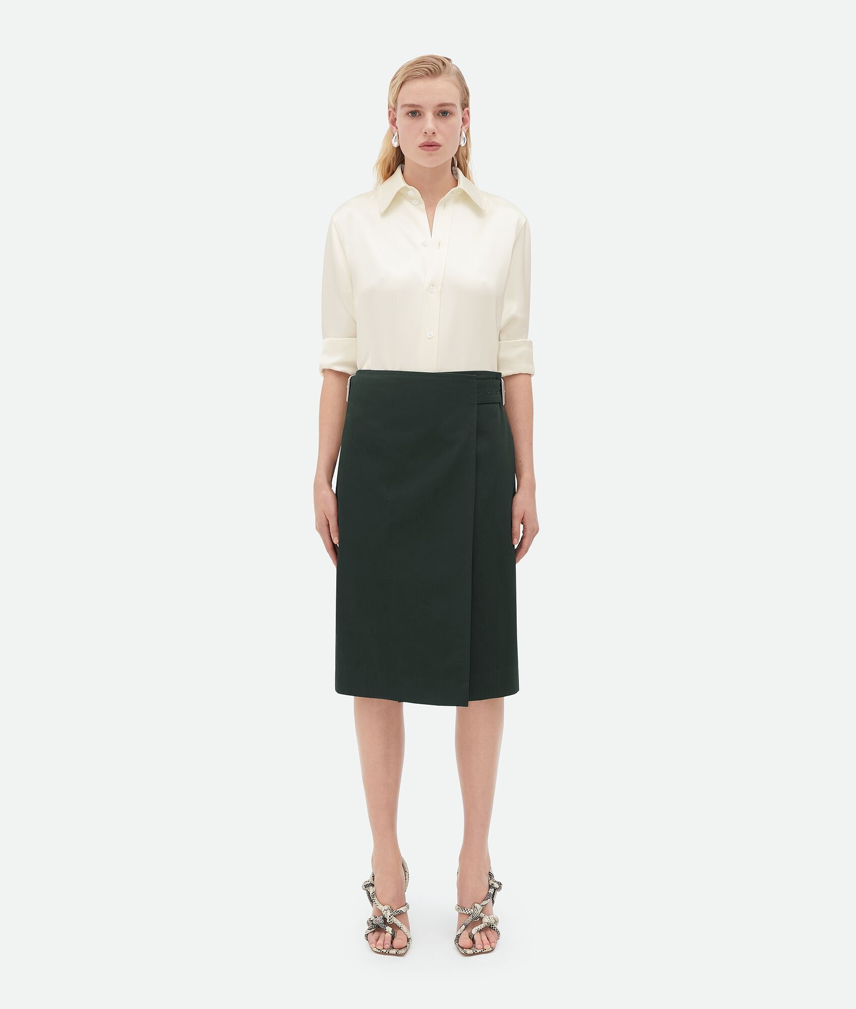 スカート Bottega Veneta Silk Twill Skirt Bottega Veneta Cotton Twill Midi Skirt | REVERSIBLE