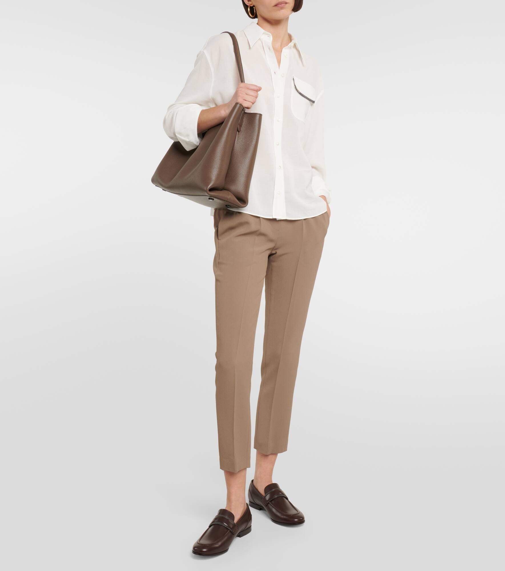 Crêpe low-rise slim pants - 4
