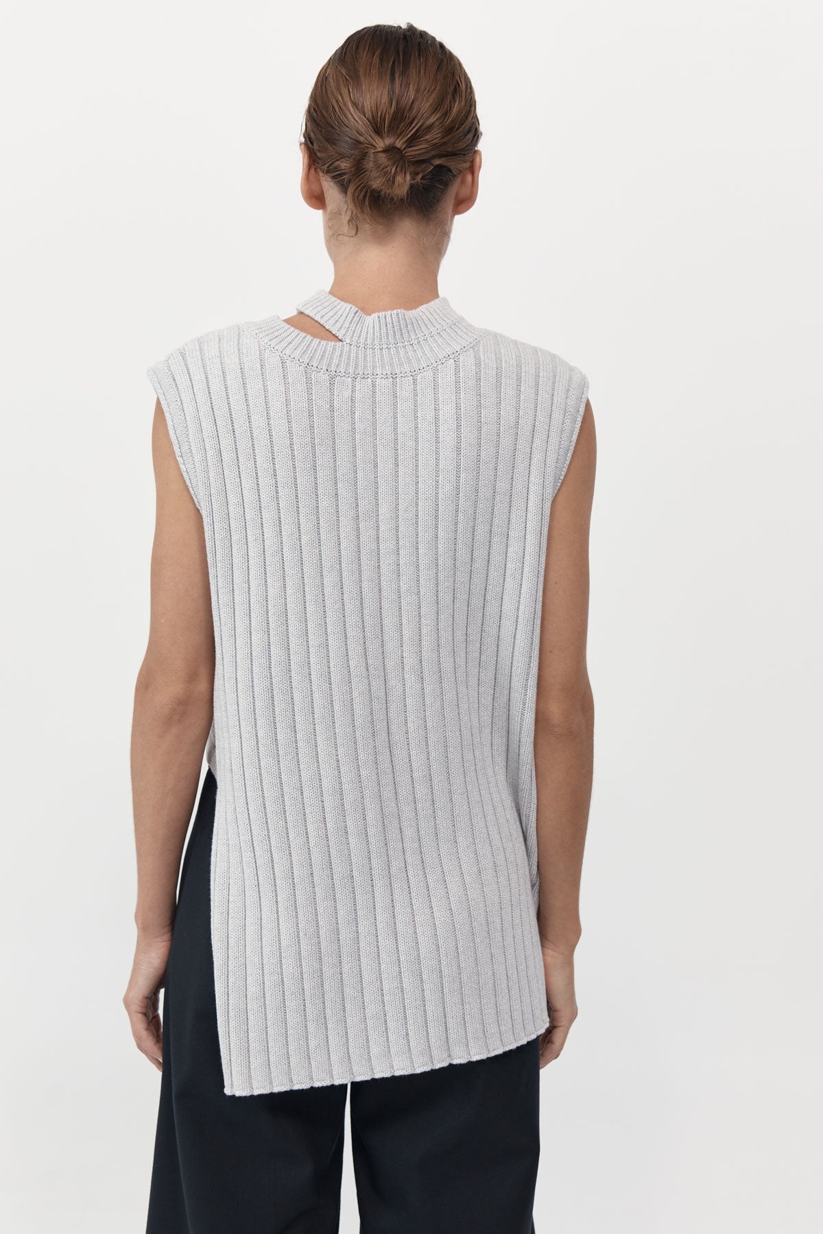 Deconstructed Rib Knit Tunic - Soft Grey - 3