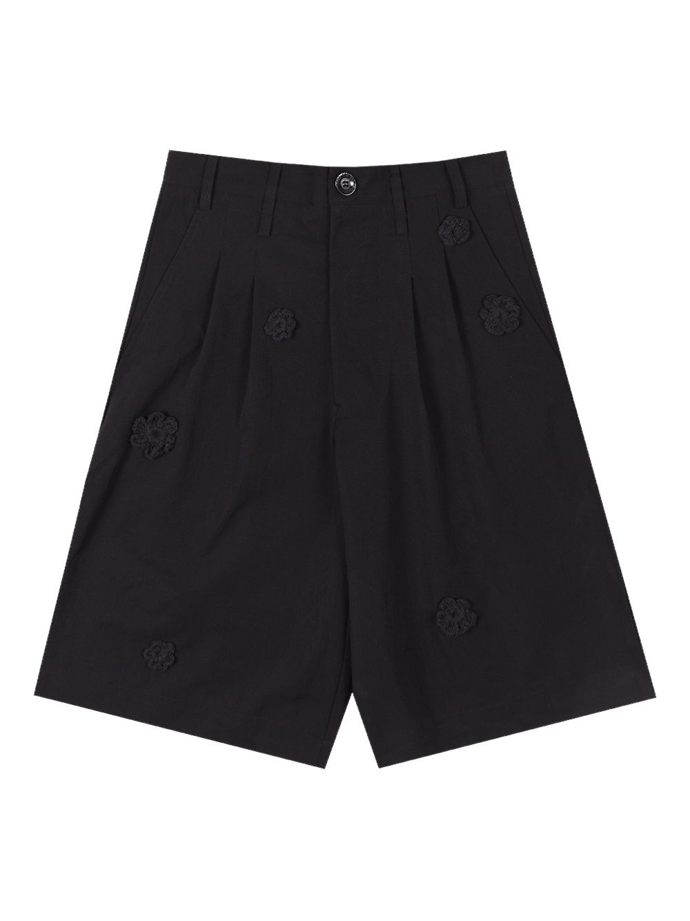 daisy-embroidered "Black" shorts - 1