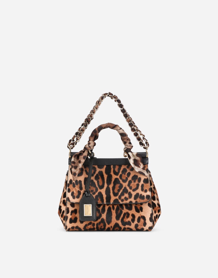 Small Sicily bag in leopard-print pony hair with scarf detail - 1