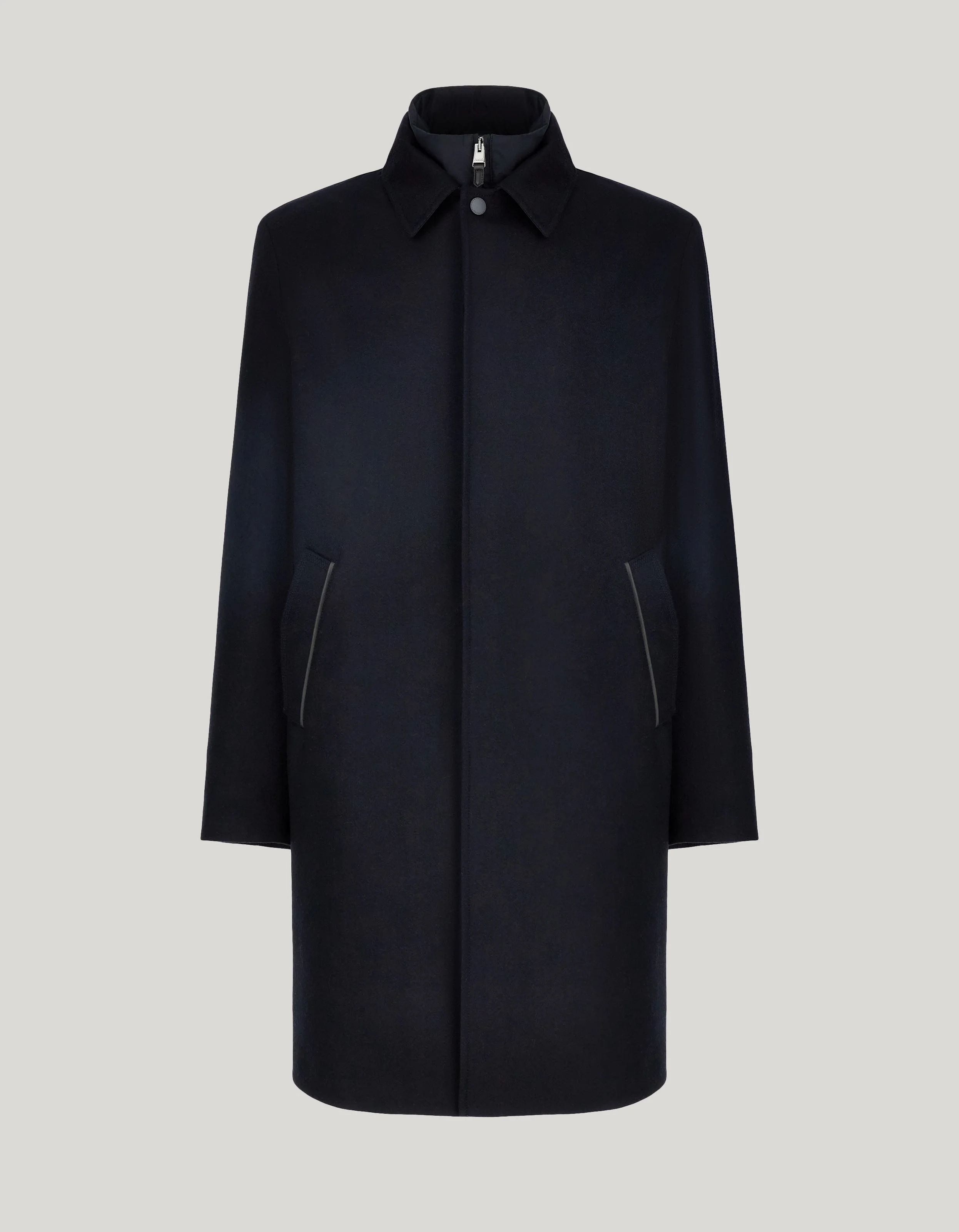BLUE PURE IMPECCABILE WOOL CAR COAT WITH INNER VEST - 1
