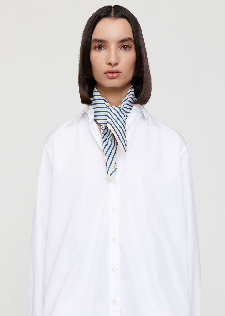 Signature monogram silk cotton scarf cobalt - 5