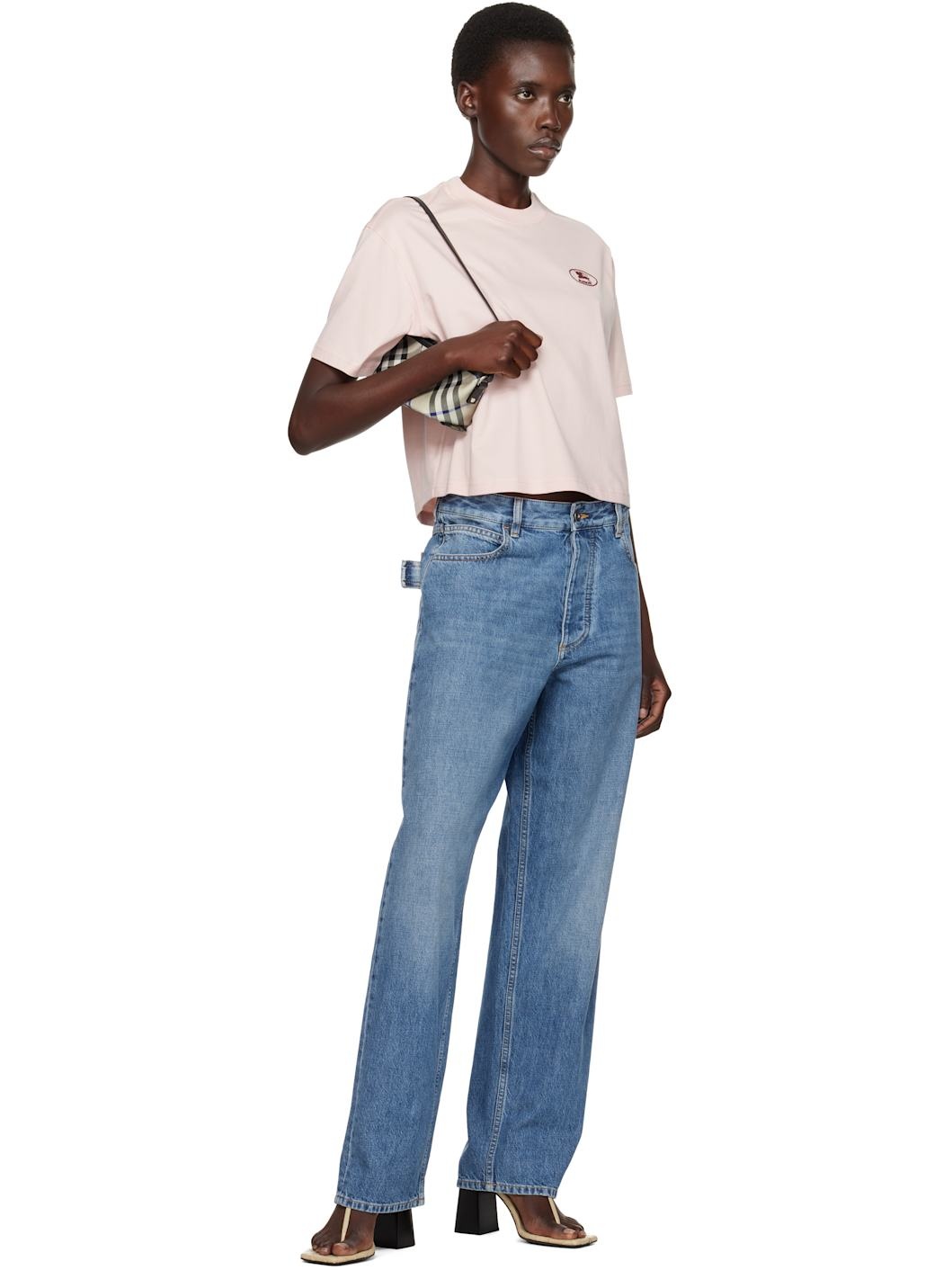 Pink Cropped Cotton T-shirt - 4