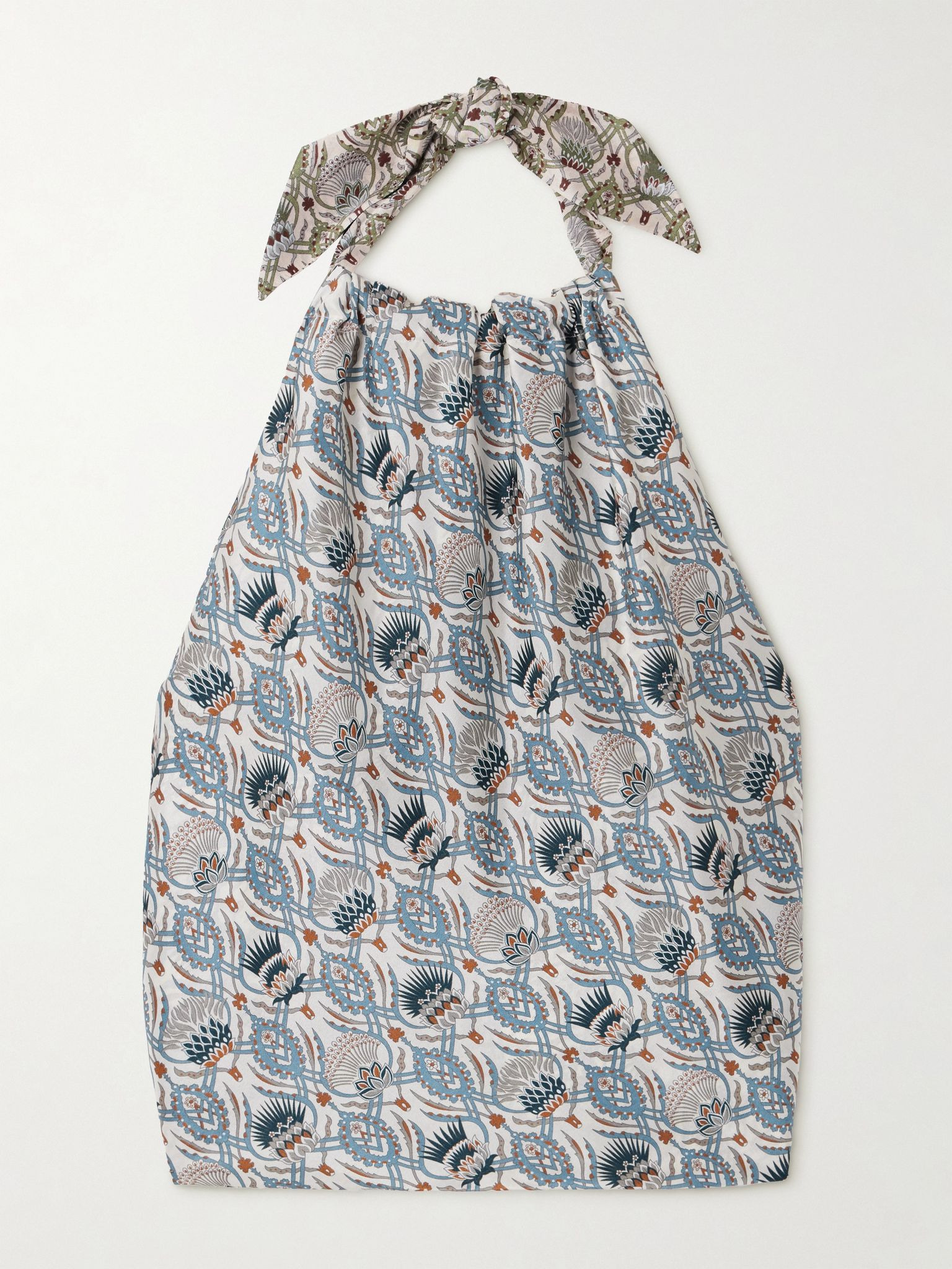 Annet cropped printed silk halterneck top Blue - 1