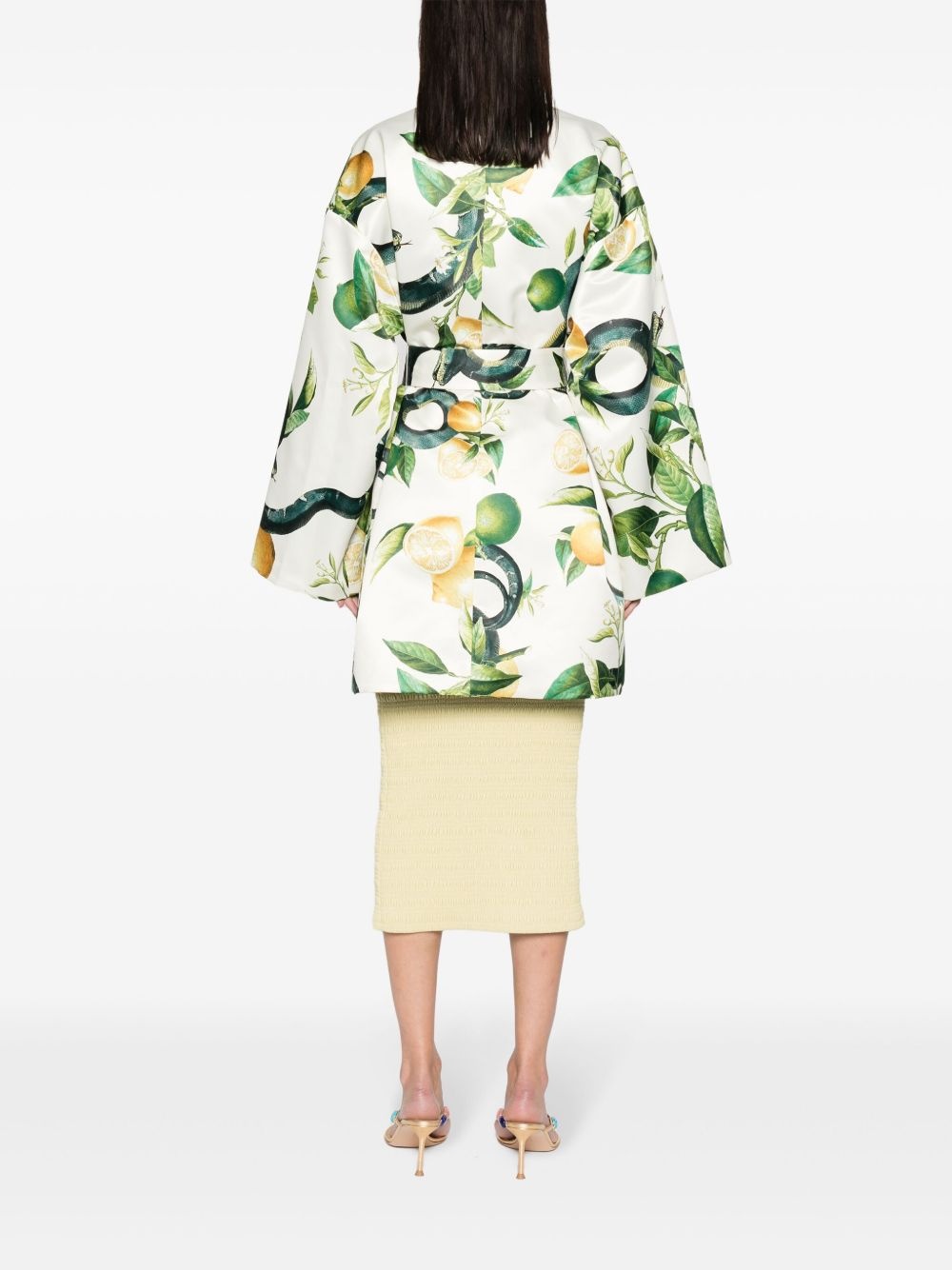 Lemon-print silk coat - 4