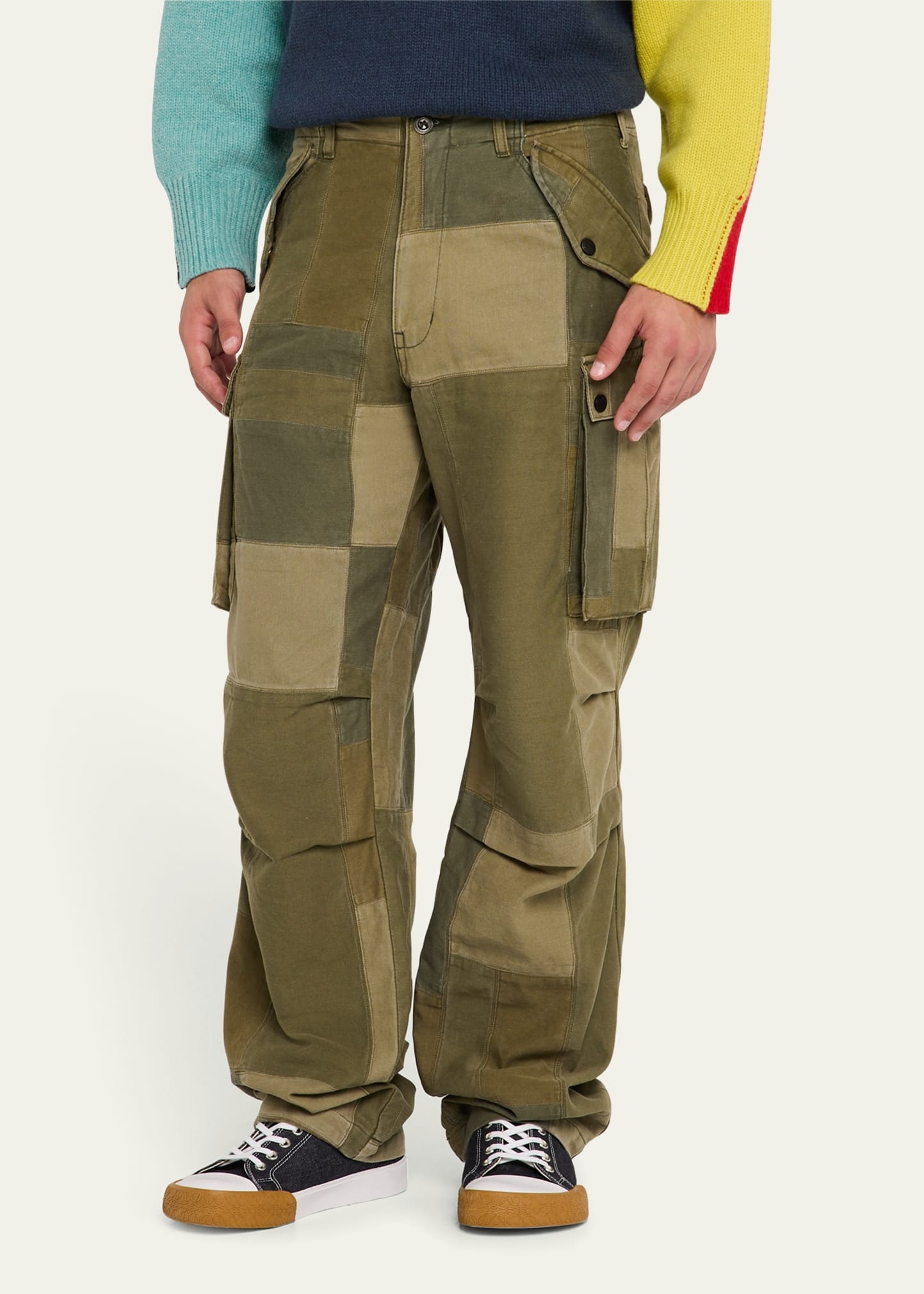 Men's Multi Patchwork Cargo Pants - 4