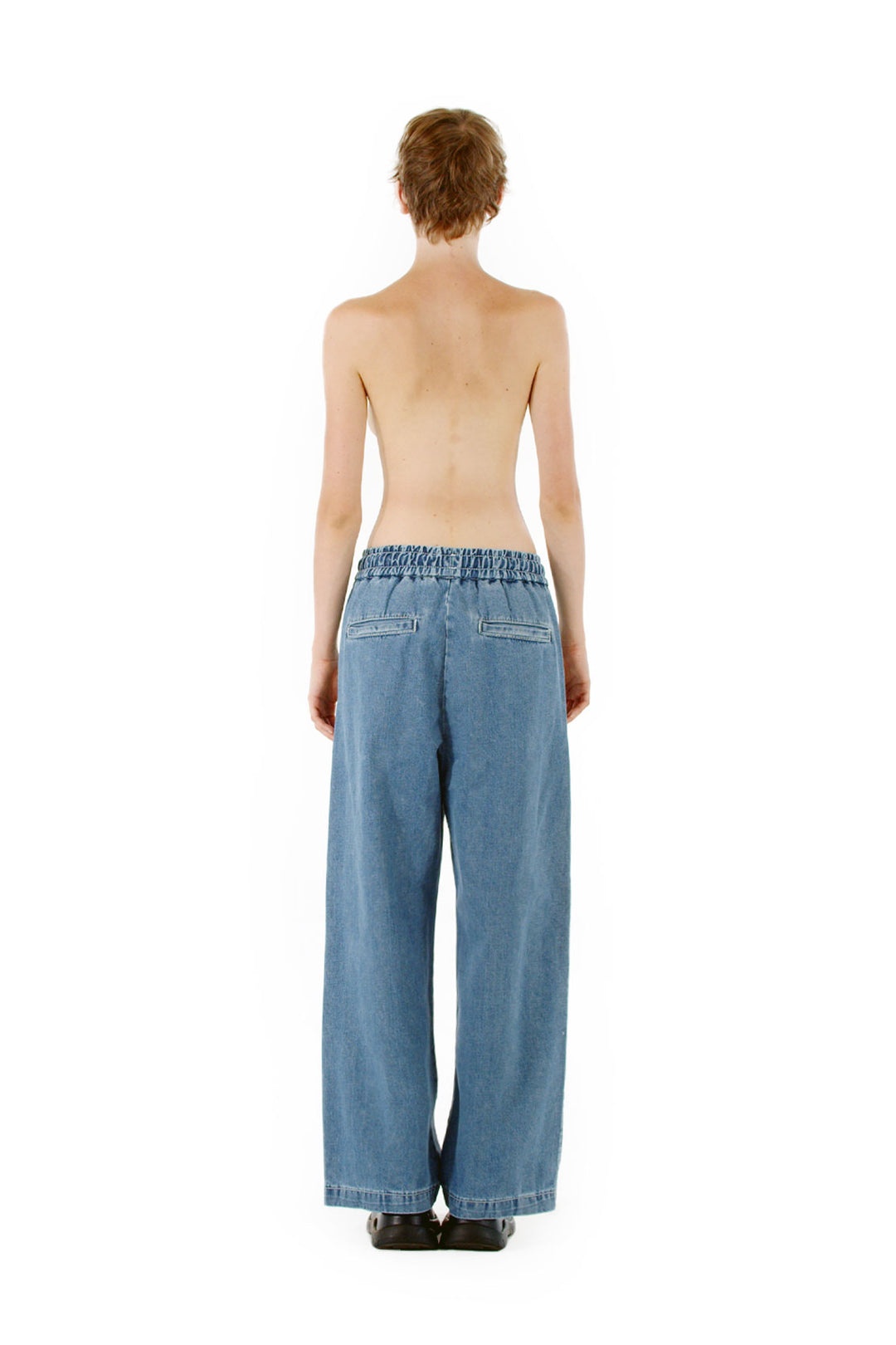 ELASTIC WASHED DENIM PANTS - 2