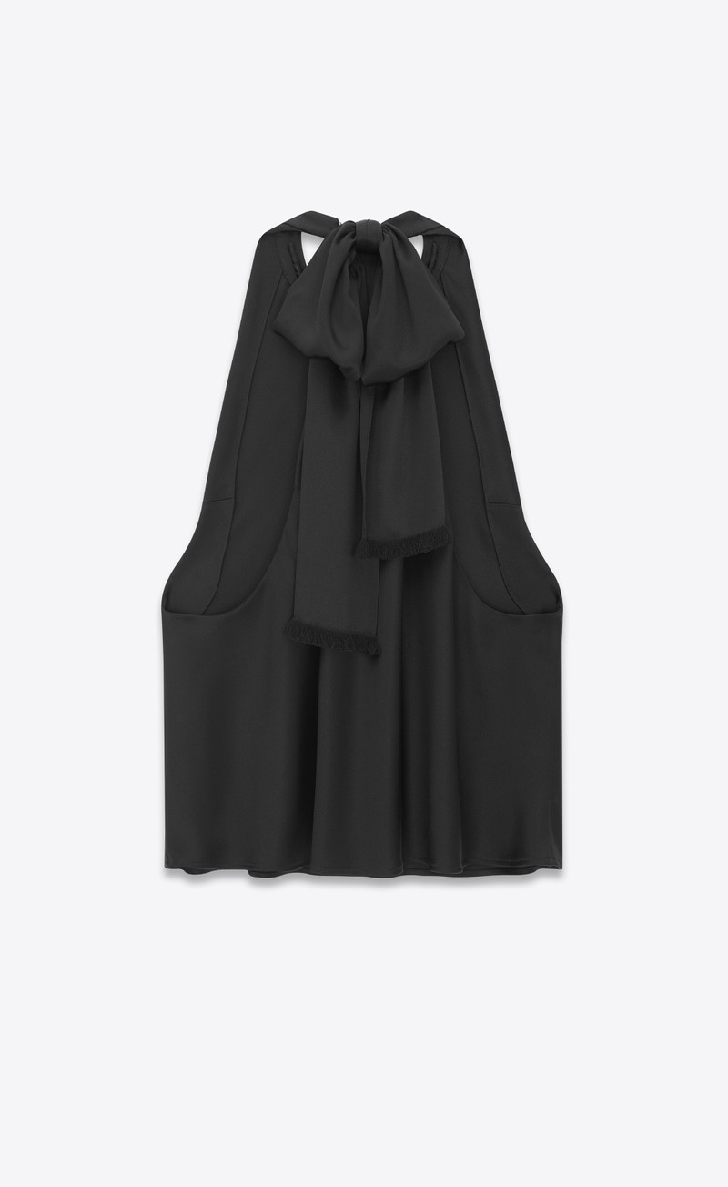 SAINT LAURENT lavallière-back blouse in crepe satin outlook
