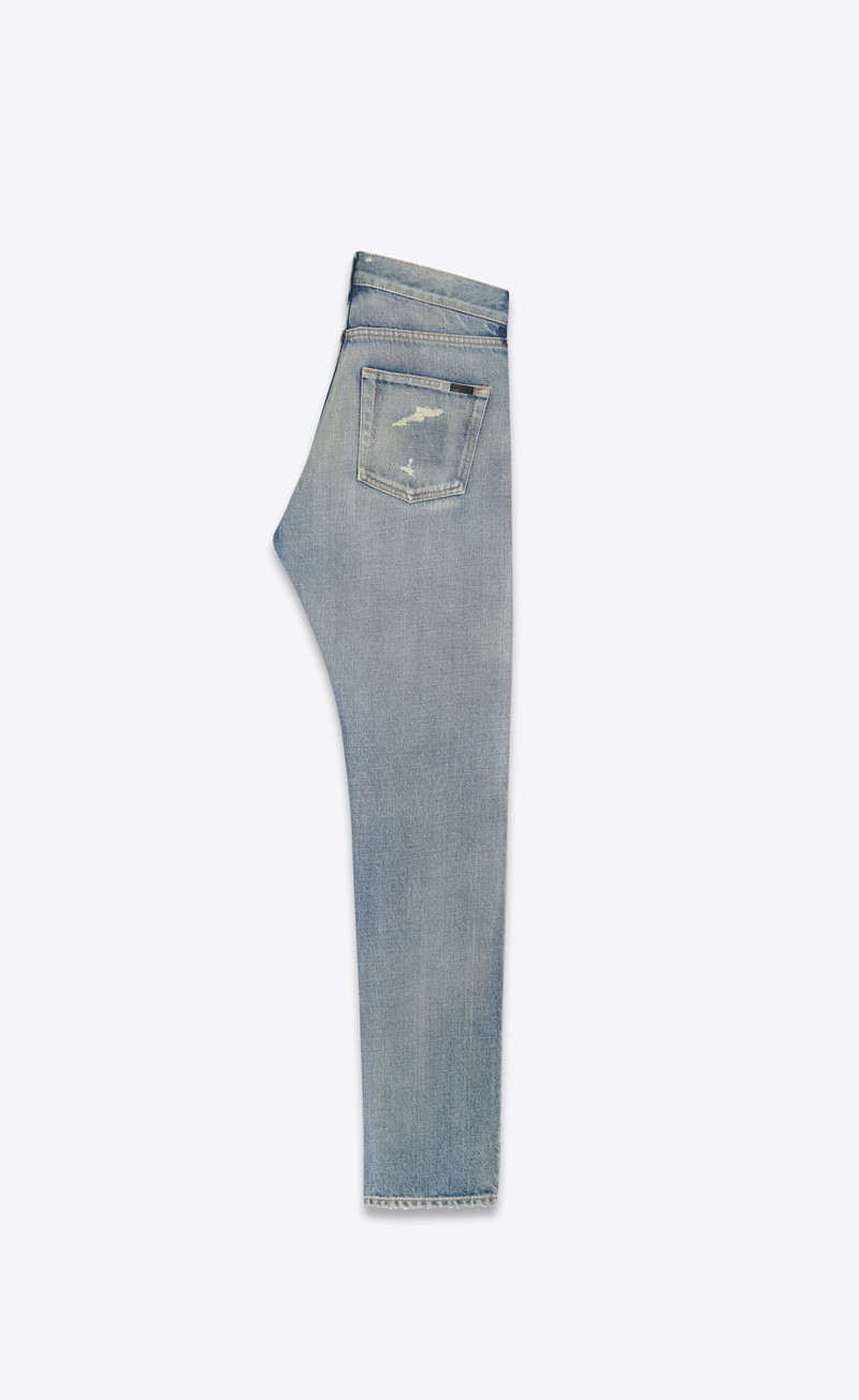 saint laurent mid-waist jeans in melrose blue denim outlook