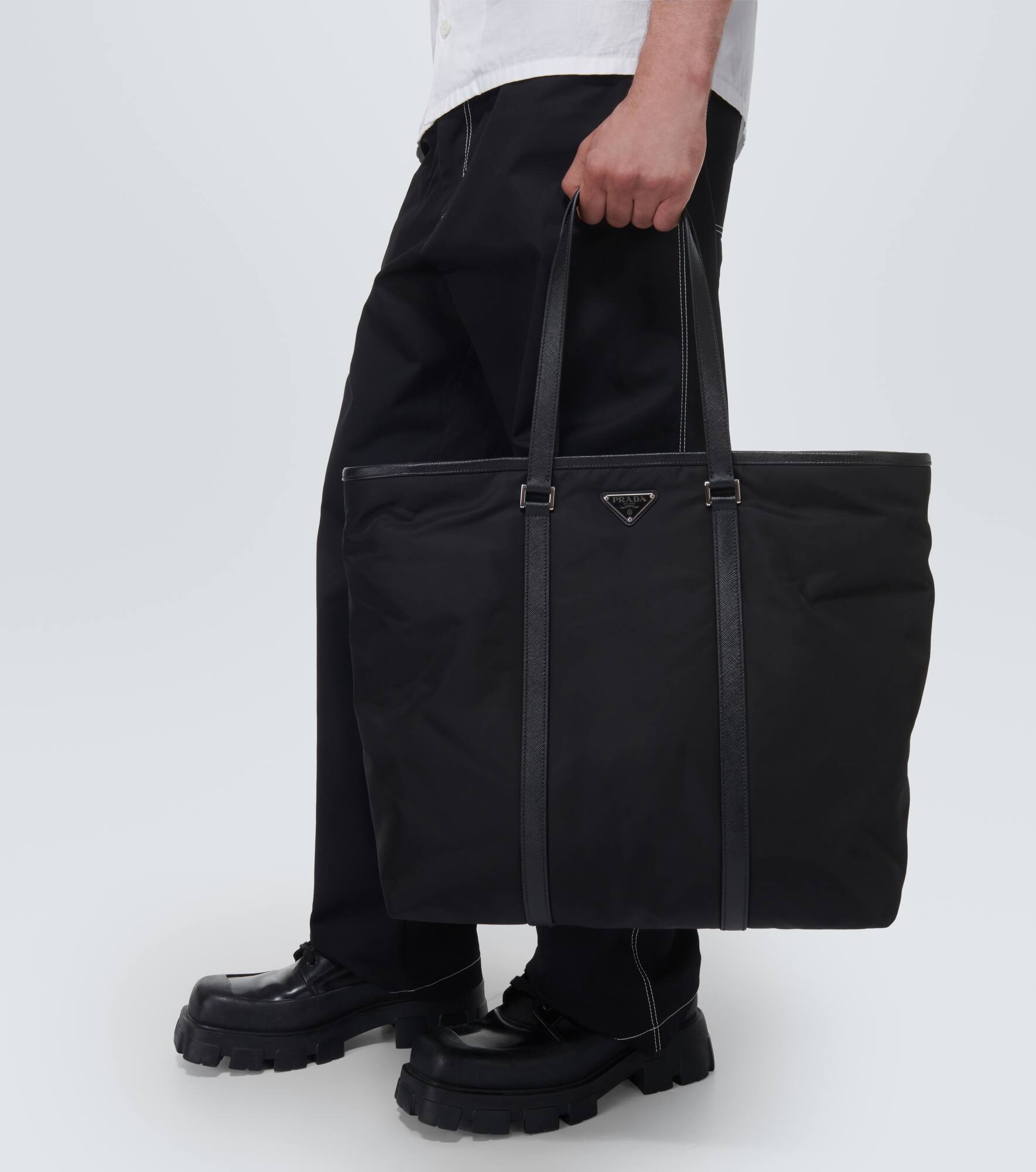 Re-Nylon leather-trimmed tote bag - 2